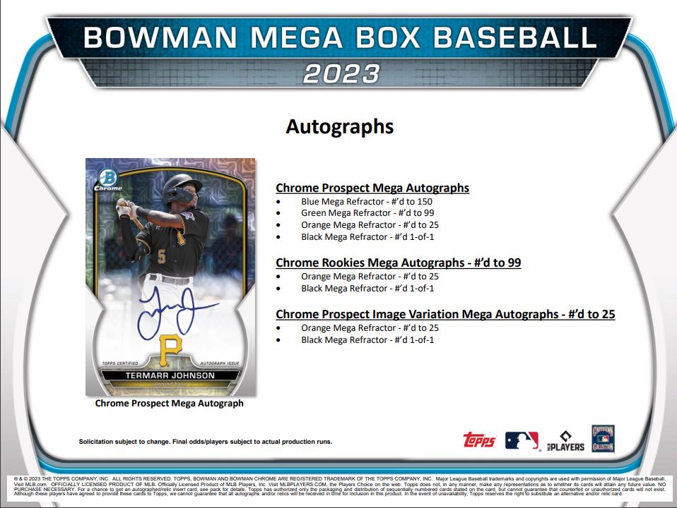 2023 Bowman Baseball Mega Box - SUPER HOT!!!! [4 Packs + 2 Mega Chrome Packs] - MLB Mega Box