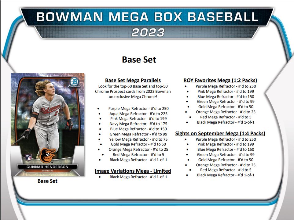 2023 Bowman Baseball Mega Box - SUPER HOT!!!! [4 Packs + 2 Mega Chrome Packs] - MLB Mega Box