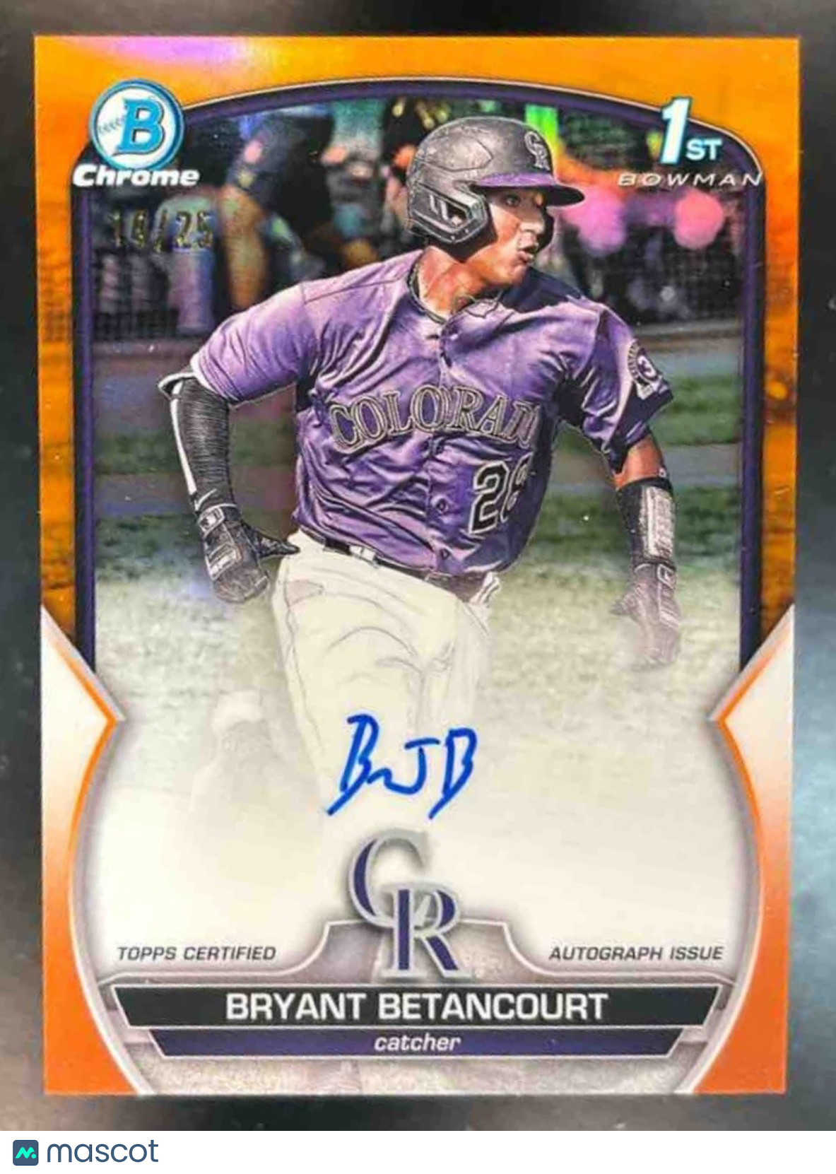 2023 Bowman Chrome Bryant Betancourt Auto Orange /25 1st Prospect Rockies - Sports Cards