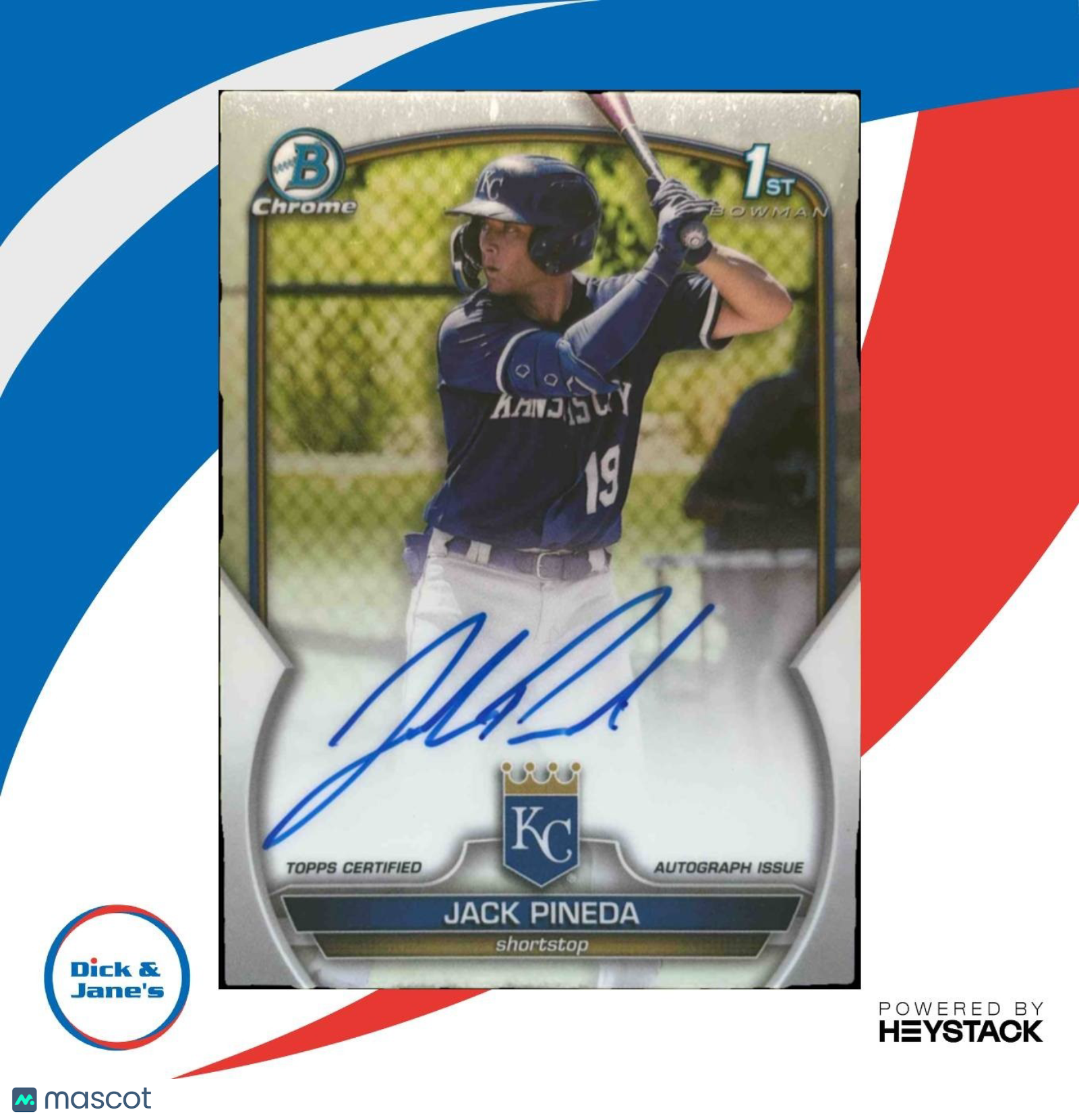 2023 Bowman Chrome Jack Pineda Auto #CPA-JPI 1st Prospect Kansas City Royals - Sports Cards