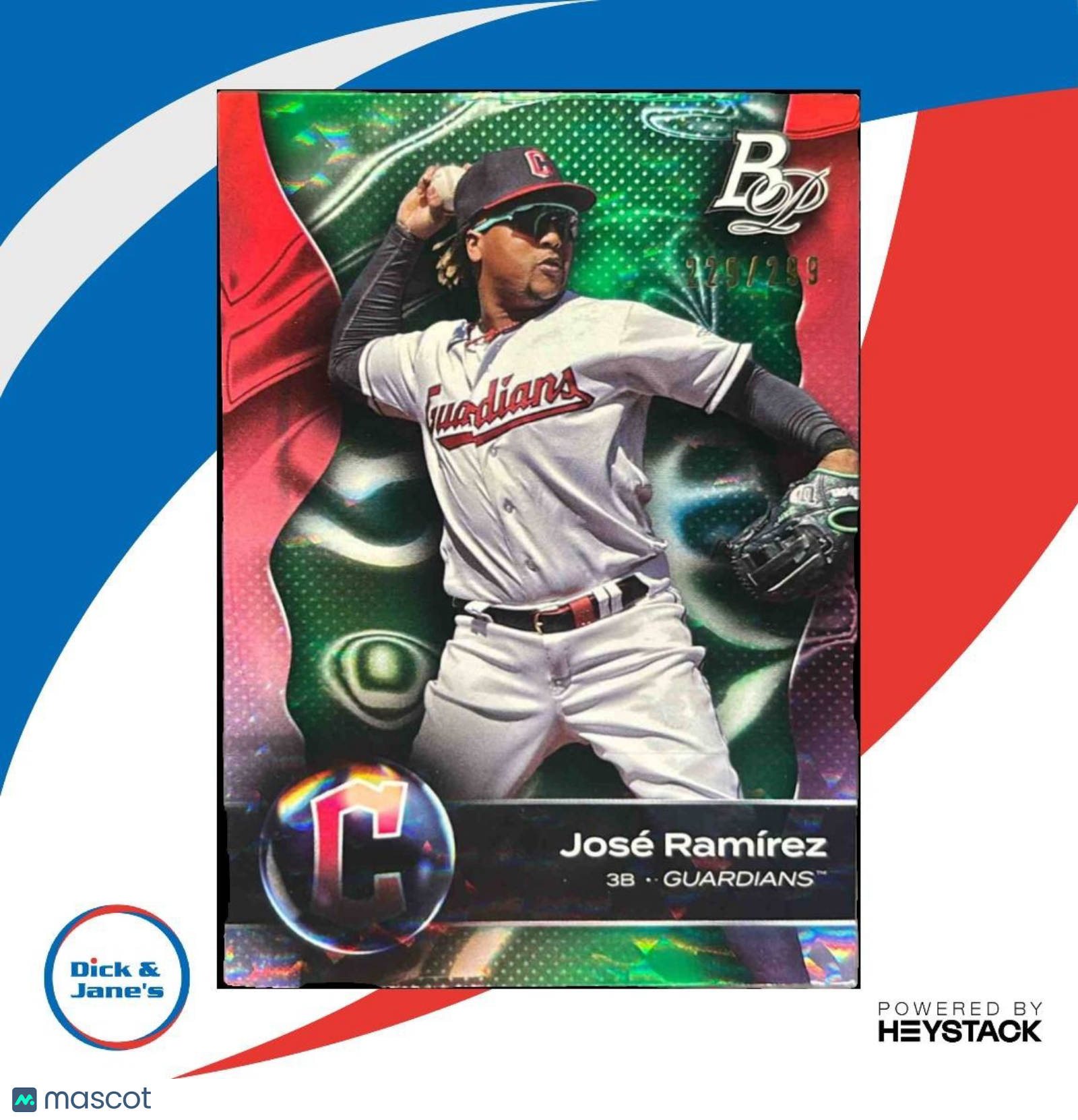 2023 Bowman Platinum Jose Ramirez Emerald Ice Foil /299 #95 Cleveland Guardians - Sports Cards