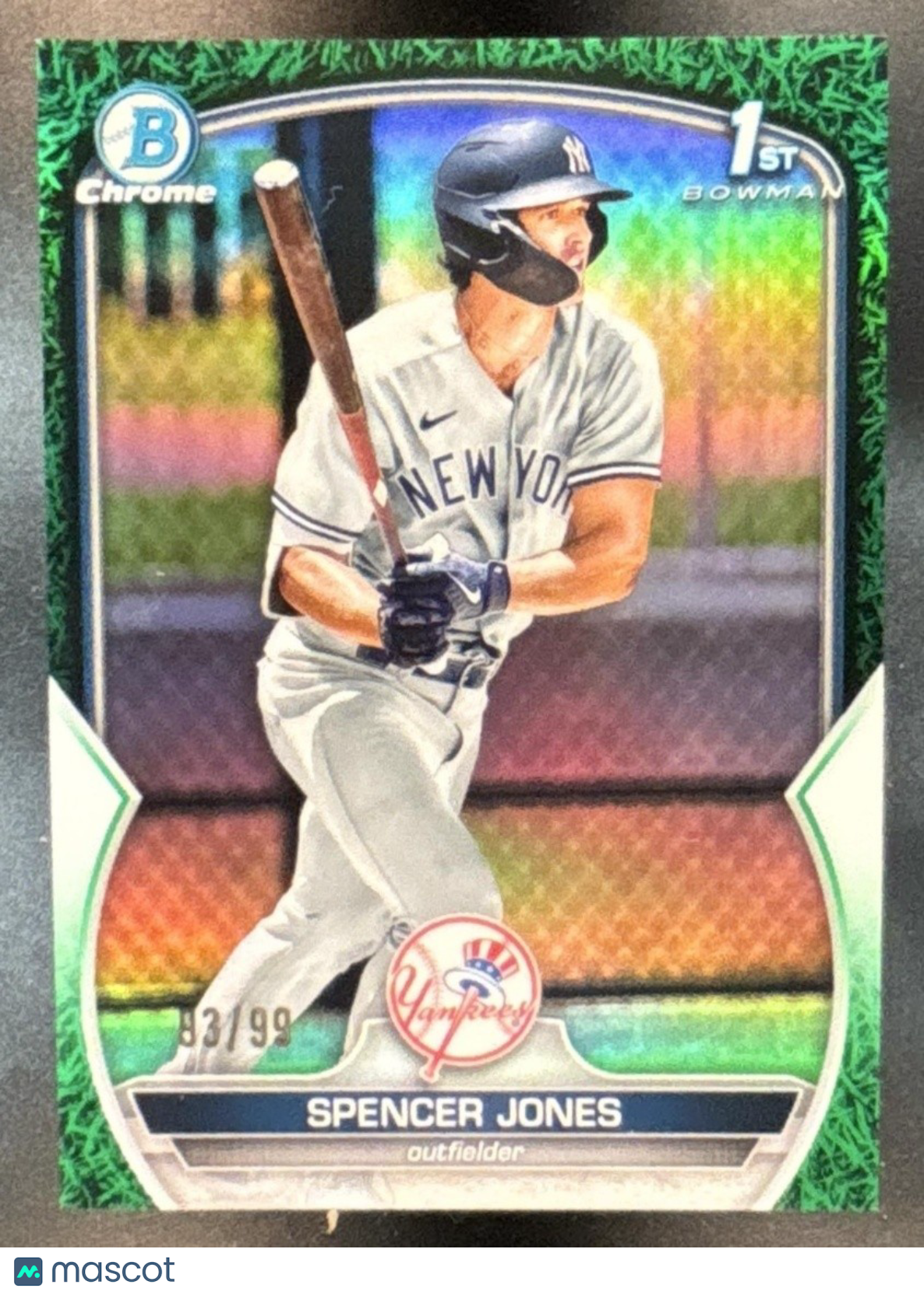 2023 Bowman Spencer Jones Chrome Grass Green /99 #BCP-139 1st Prospect Yankees - Sports Cards