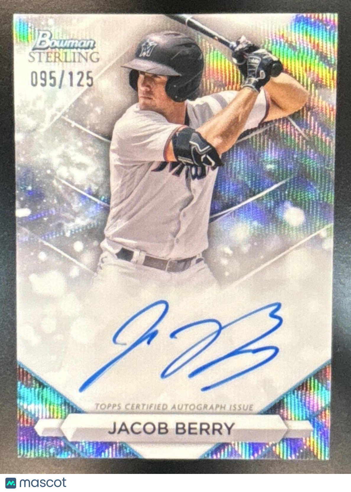 2023 Bowman Sterling Jacob Berry Prospect Auto Wave /125 #PA-JB Miami Marlins - Sports Cards