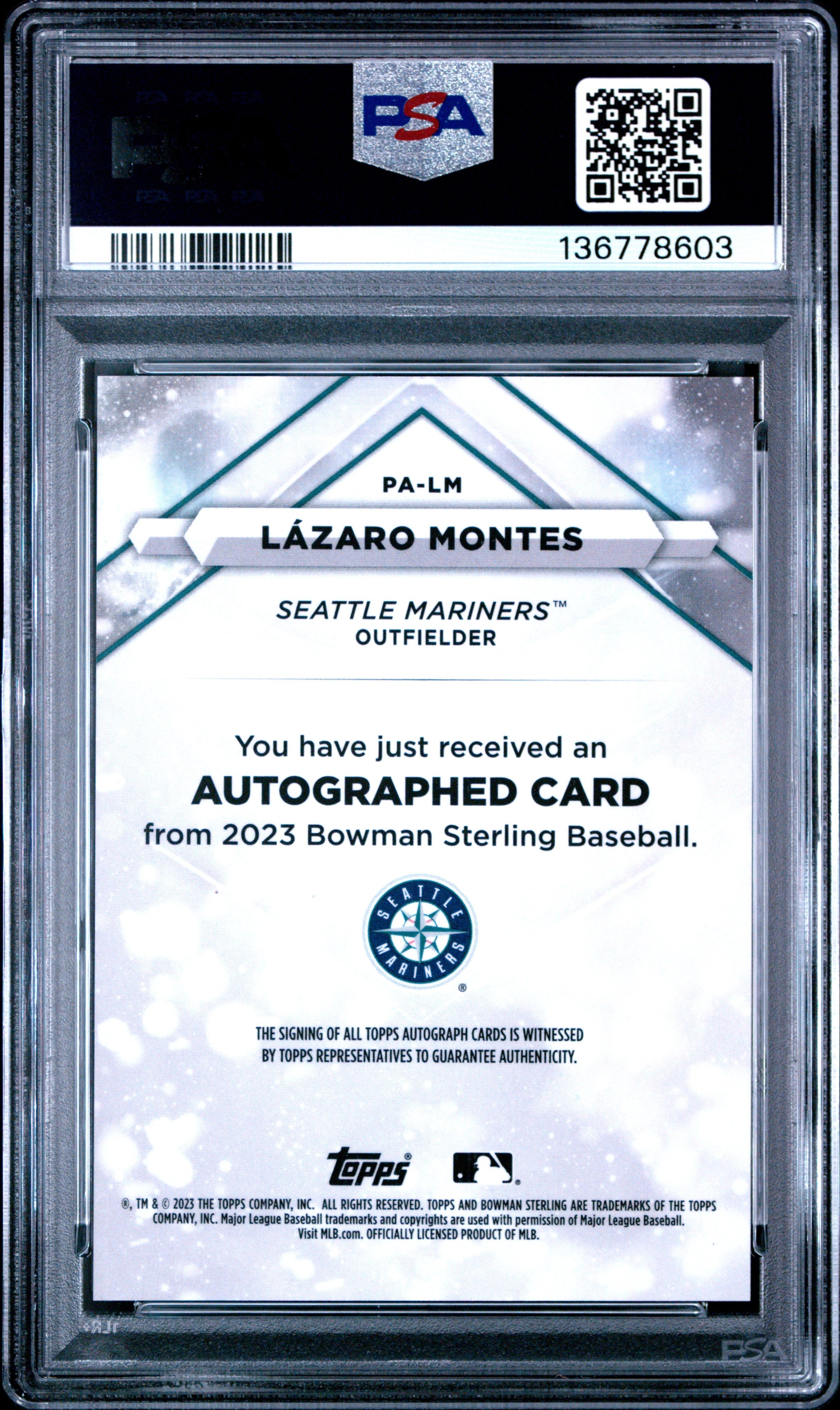 2023 Bowman Sterling Prospect Autographs Lazaro Montes #PALM PSA 10 GEM MINT - Graded Sports Cards