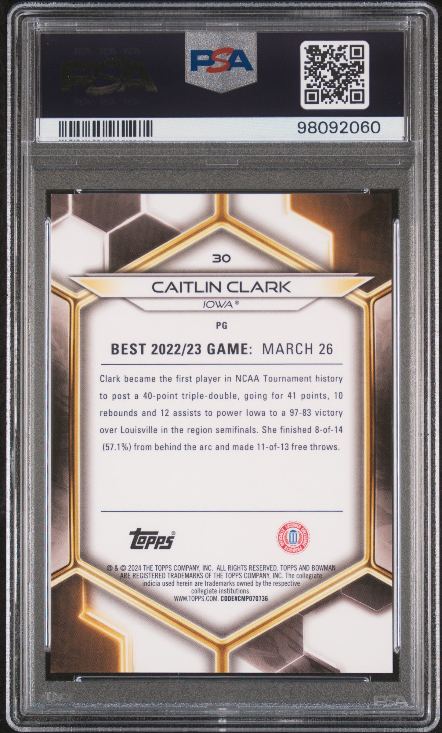 2023 Bowman University Best Caitlin Clark Gold Refractor 39/50 #30 PSA 9 Fever - Graded Sports Cards