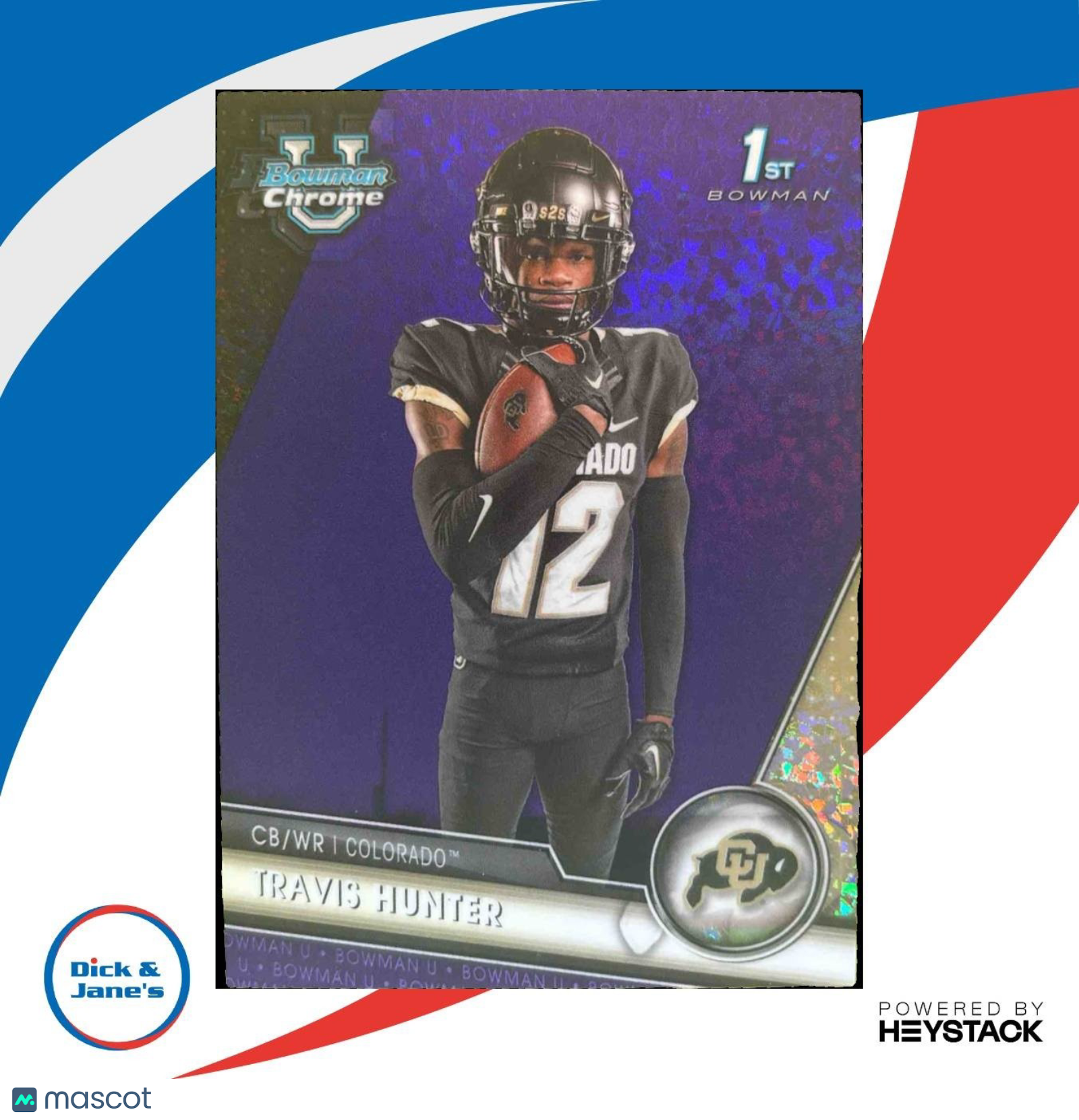 2023 Bowman University Chrome Travis Hunter Purple /399 #36 Colorado Buffaloes - Sports Cards