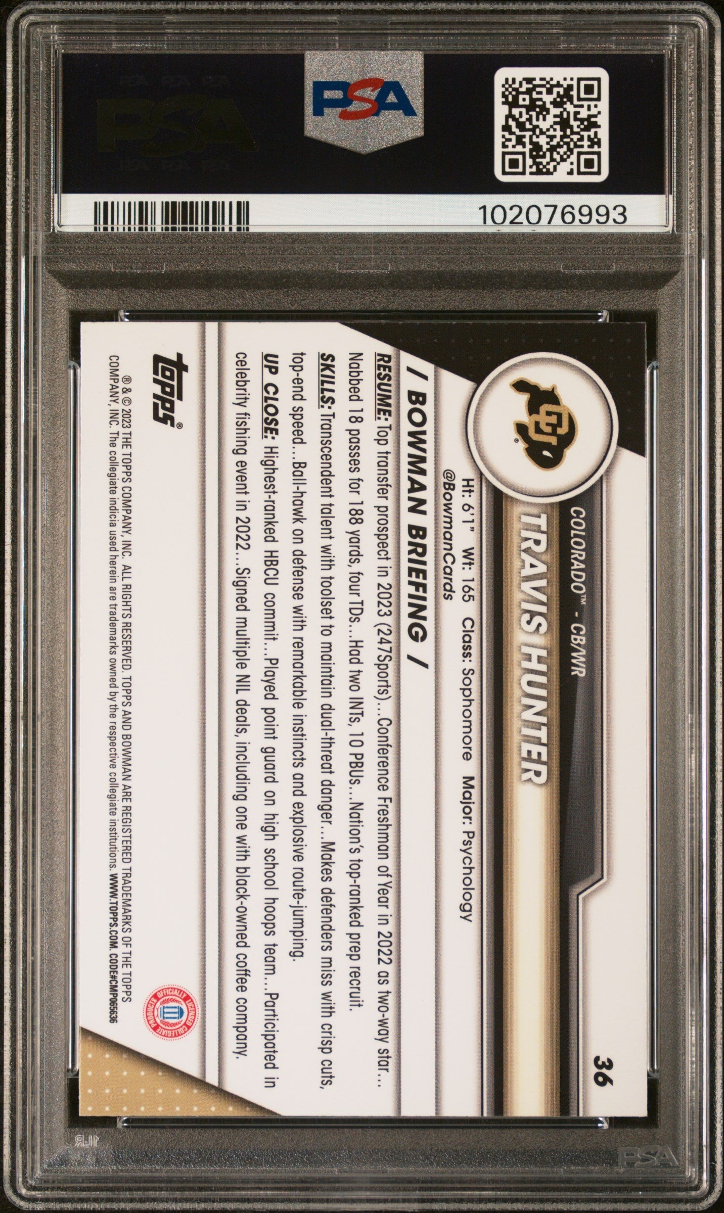 2023 Bowman University Chrome Travis Hunter Rookie PSA 10 Jacksonville Jaguars - Graded Sports Cards