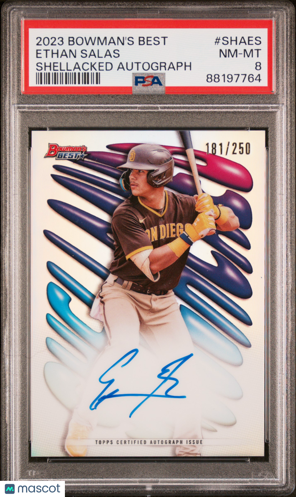 2023 Bowman’s Best Shellacked Autographs Ethan Salas 181/250 #SHAES PSA 8 - Graded Sports Cards