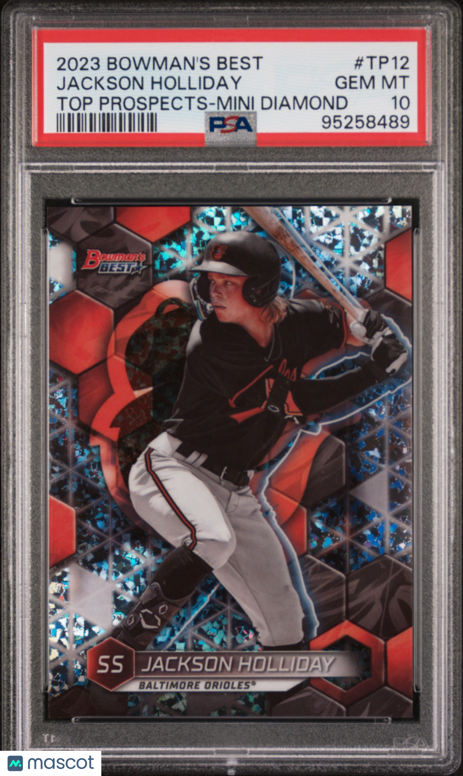 2023 Bowman’s Best Top Prospects Jackson Holliday /299 Mini Diamind Ref PSA 10 - Graded Sports Cards
