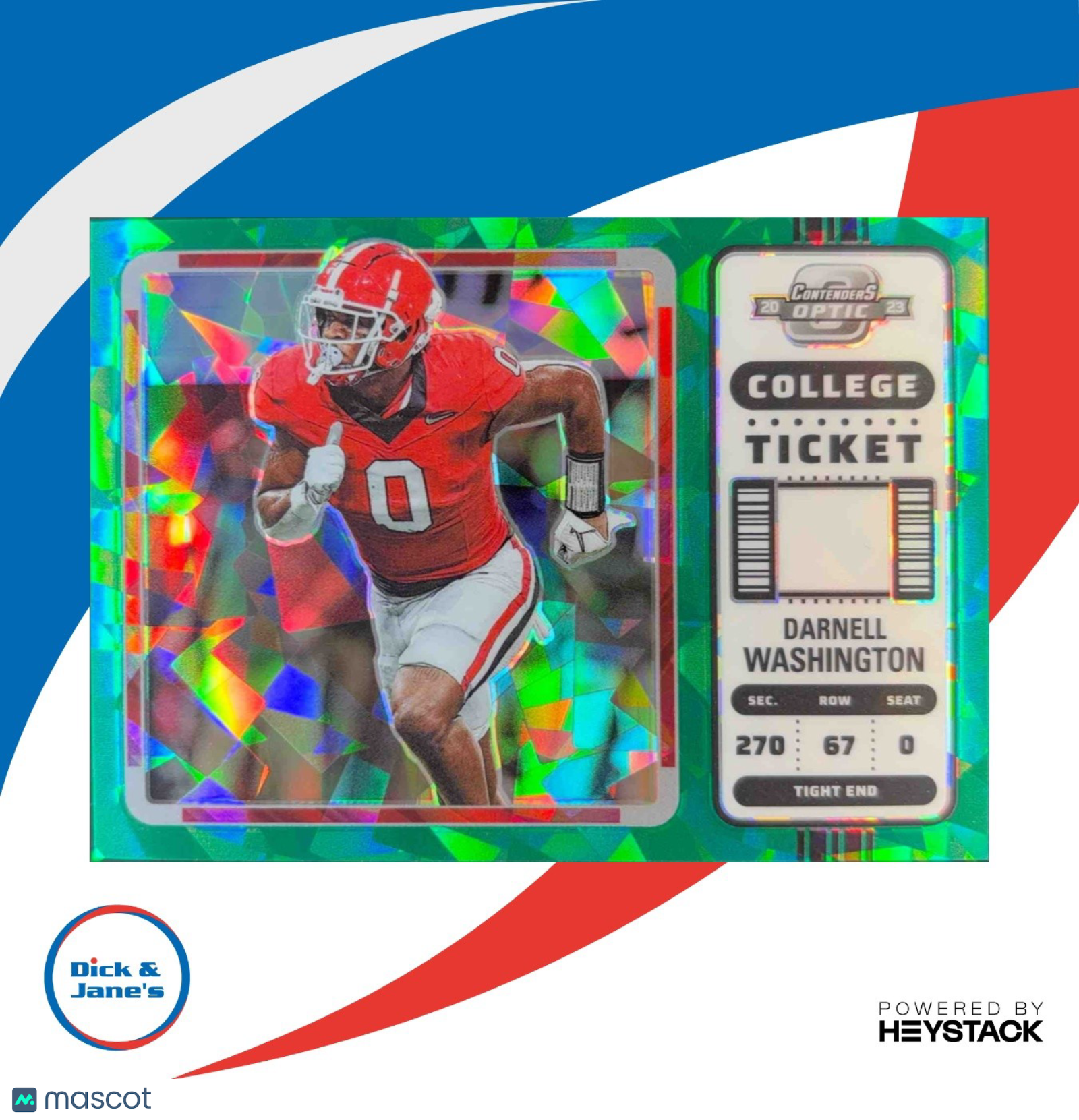2023 Chronicles Draft Darnell Washington Contenders Optic Green Cracked Ice 1/6 - Sports Cards