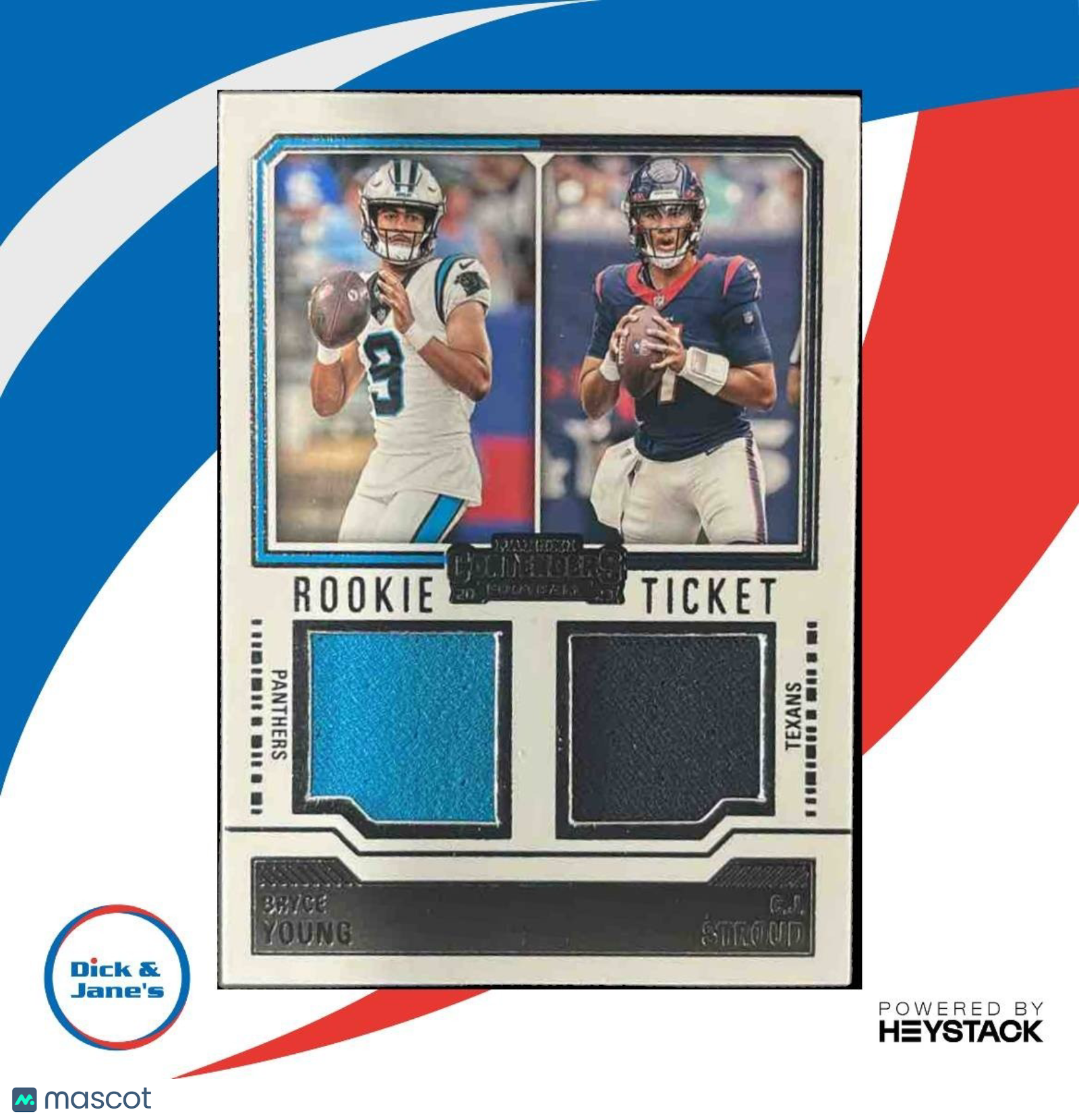 2023 Contenders Bryce Young C.J. Stroud RC Dual Swatches Panther Texan - Sports Cards