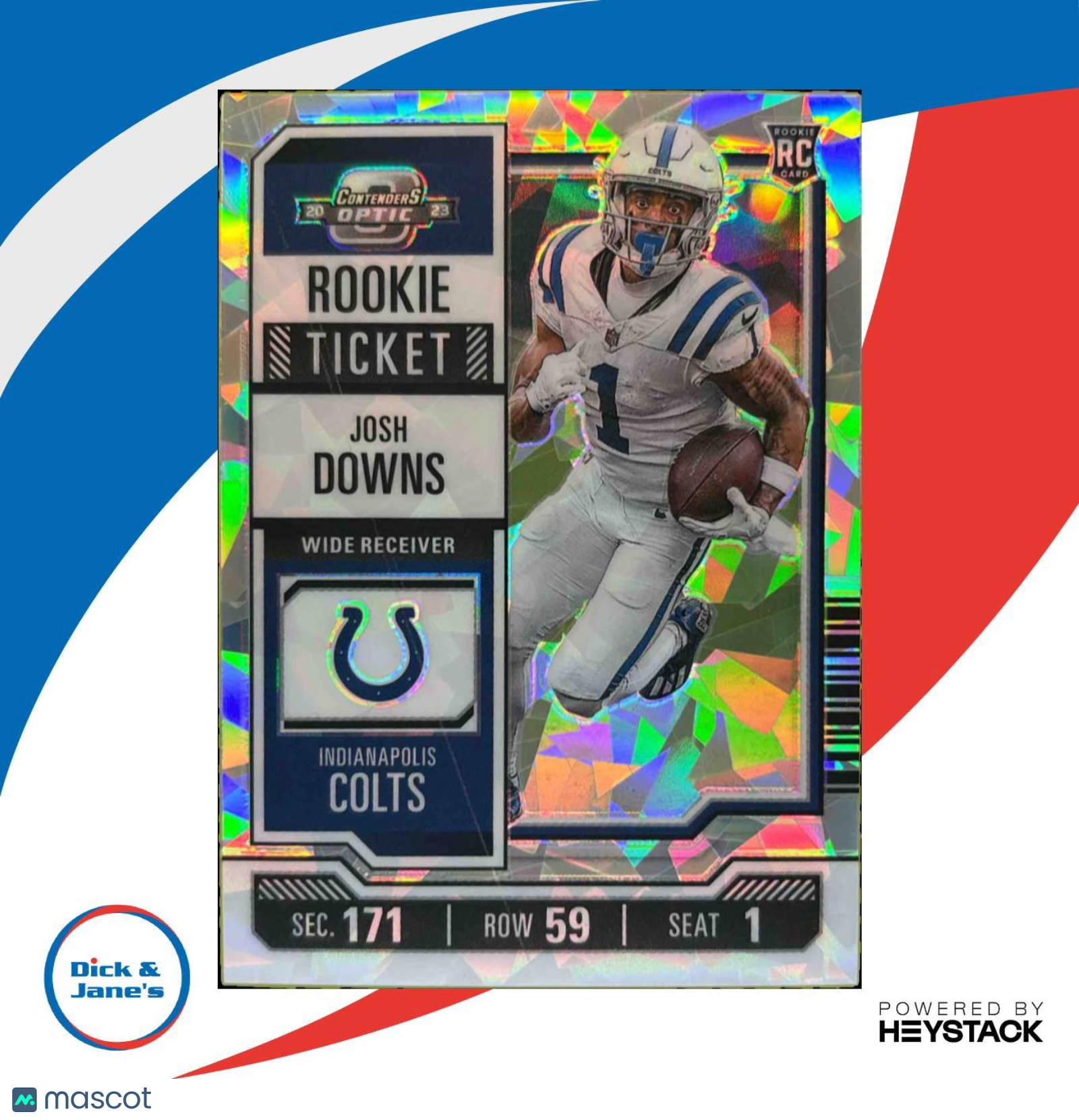 2023 Contenders Optic Josh Downs Cracked Ice 11/22 #79 RC Indianapolis Colts - Sports Cards