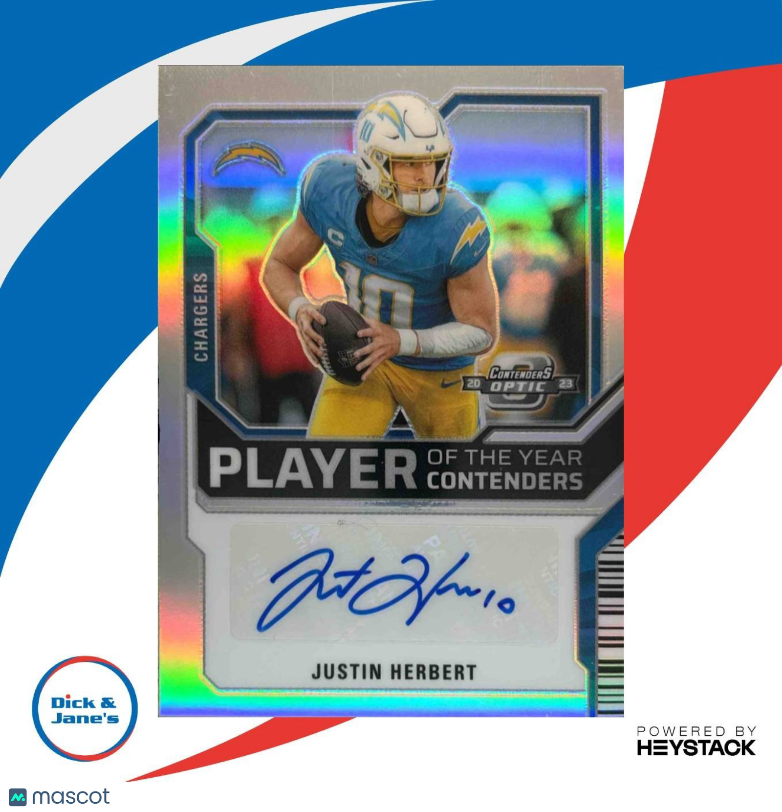 2023 Contenders Optic Justin Herbert Player Of the Year Auto /50 Chargers - Sports Cards