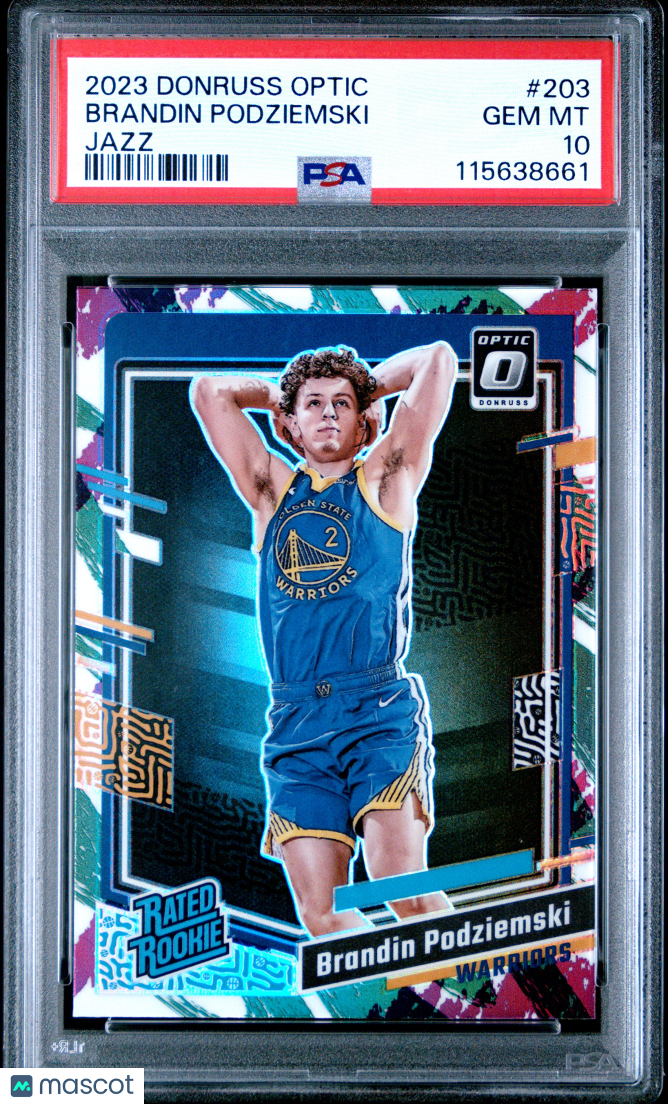 2023 Donruss Optic Brandin Podziemski Jazz Short Print Rookie #203 PSA 10 GEM - Graded Sports Cards