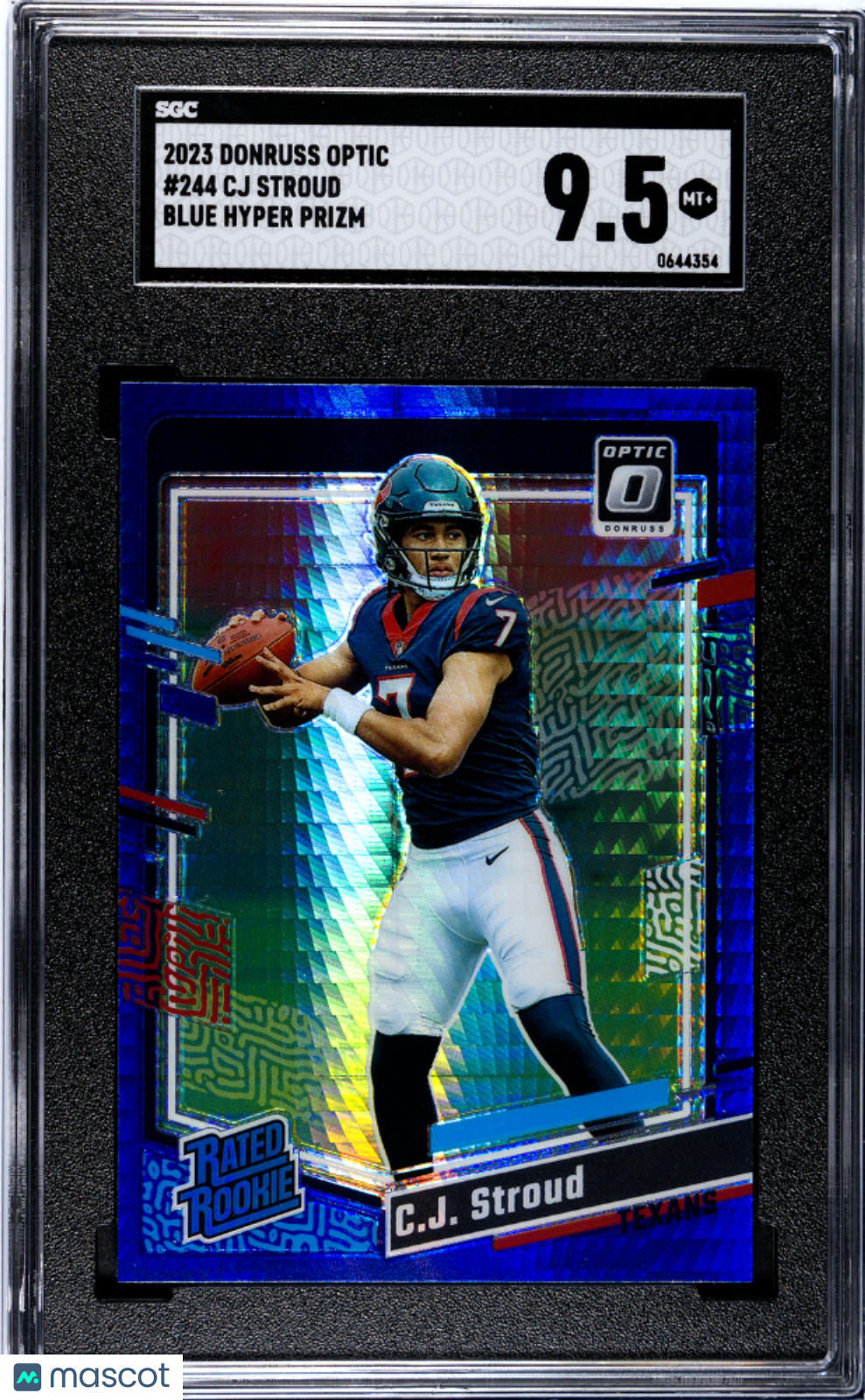 2023 Donruss Optic CJ Stroud Blue Hyper Prizm Rookie #244 SGC 9.5 Houston Texans Graded Sports Cards