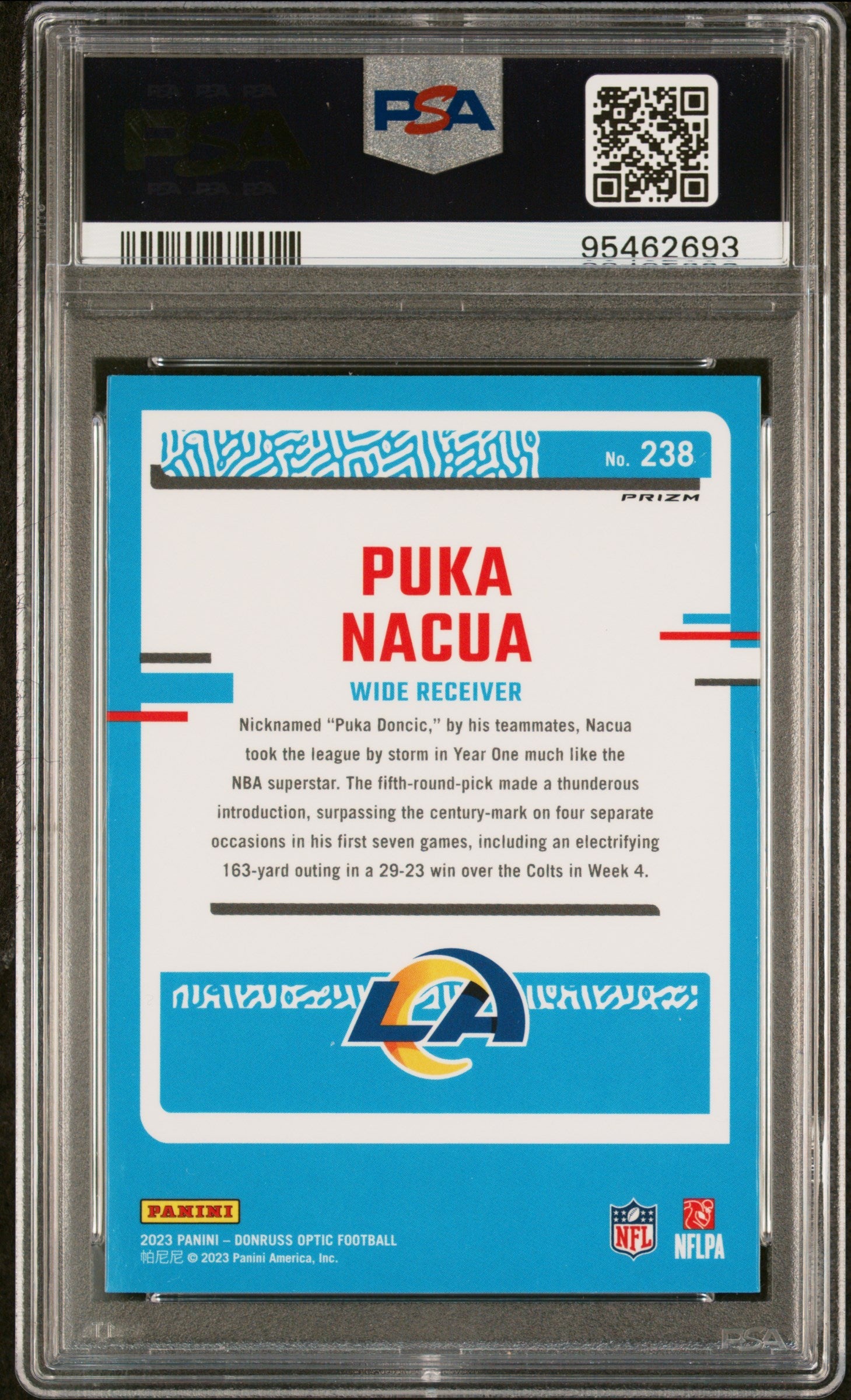 2023 Donruss Optic Puka Nacua Green Hyper Rated Rookie PSA 10 Los Angeles Rams - Graded Sports Cards