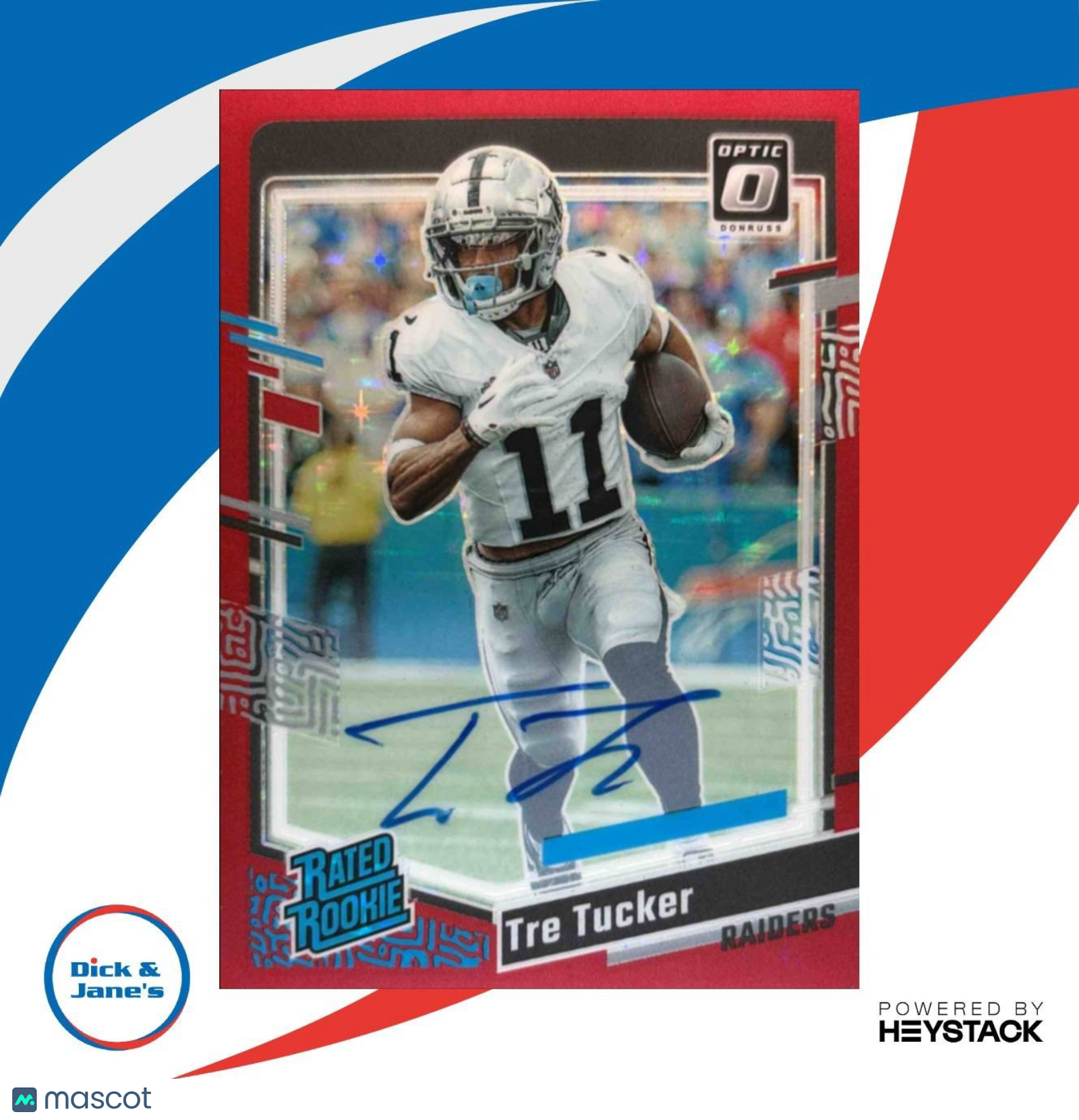 2023 Donruss Optic Tre Tucker Rated Rookie RPS Auto Red /11 #261 RC Raiders - Sports Cards