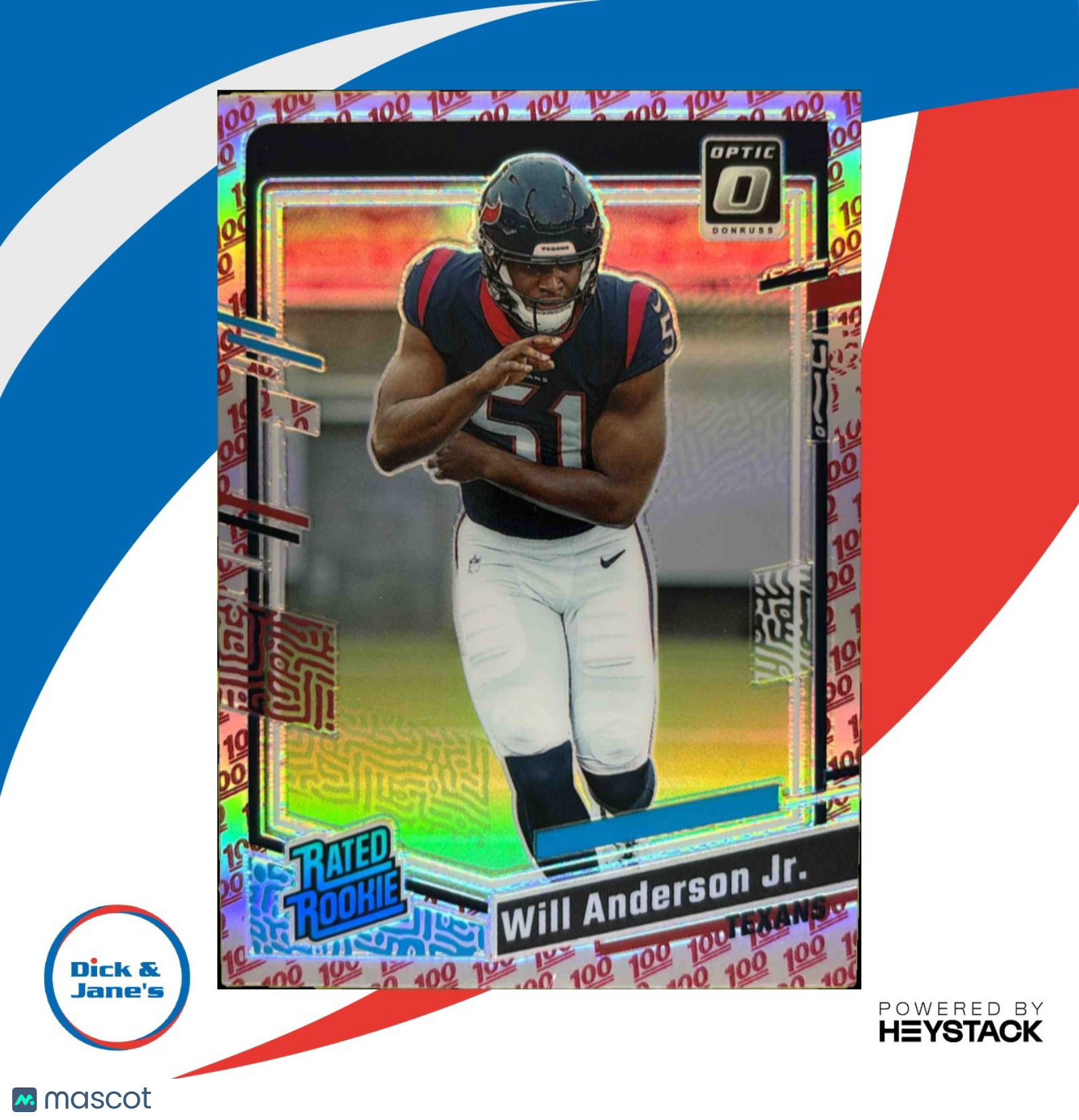 2023 Donruss Optic Will Anderson Jr One Hundred Emoji Prizm #246 Rated Rookie - Sports Cards