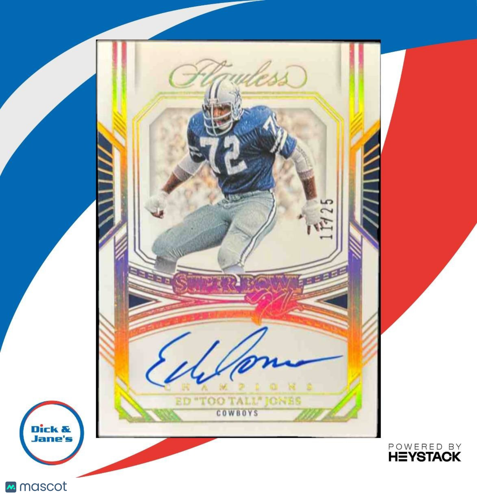 2023 Flawless Ed ’Too Tall’ Jones Champions Signatures /25 Auto Dallas Cowboys - Sports Cards