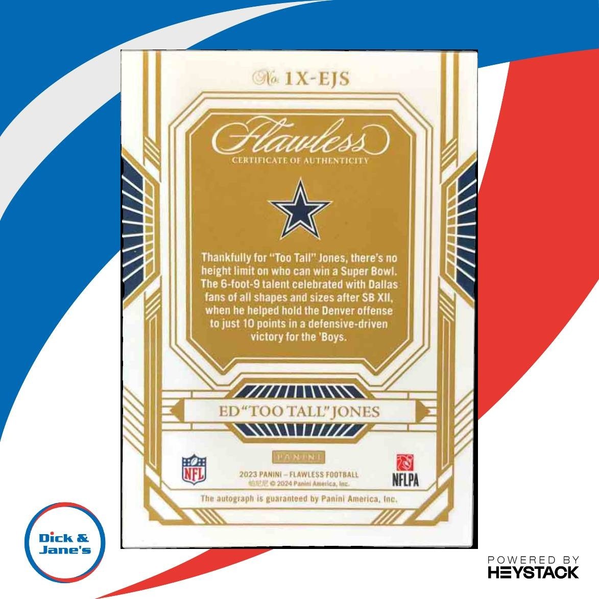 2023 Flawless Ed ’Too Tall’ Jones Champions Signatures /25 Auto Dallas Cowboys - Sports Cards