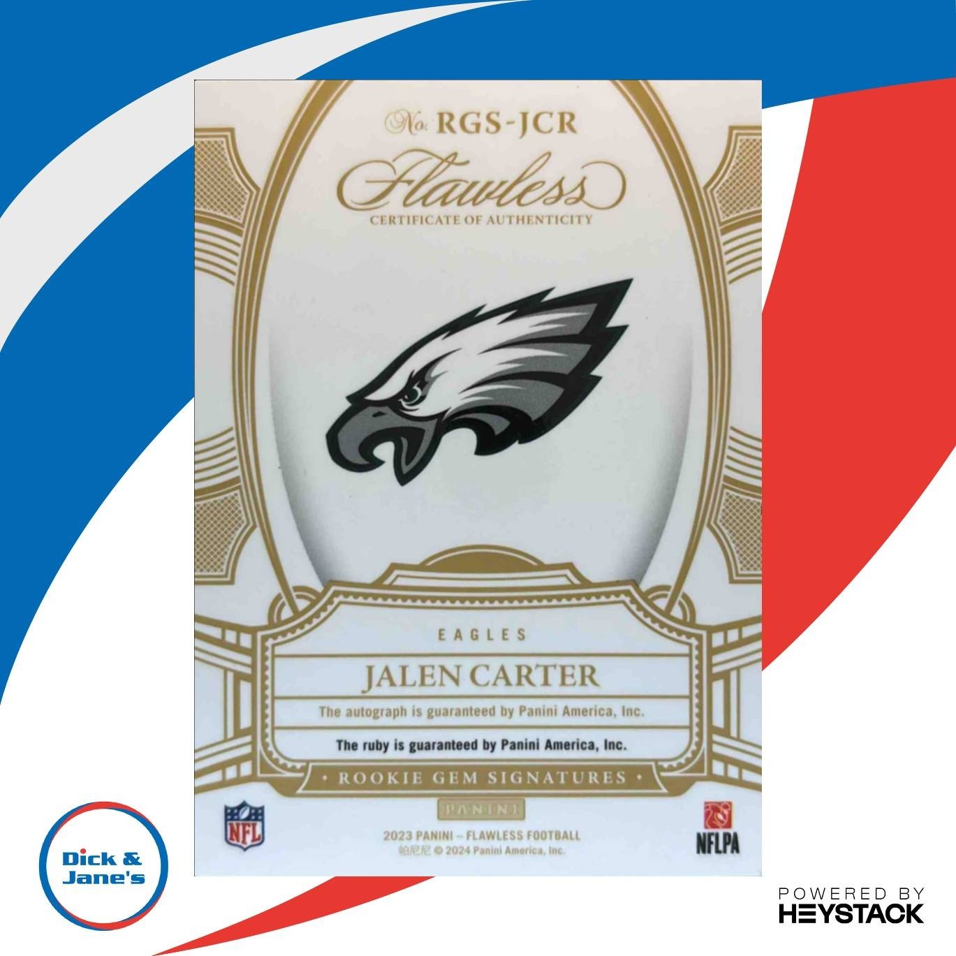 2023 Flawless Jalen Carter Rookie Gems Signatures /20 Auto Philadelphia Eagles - Sports Cards