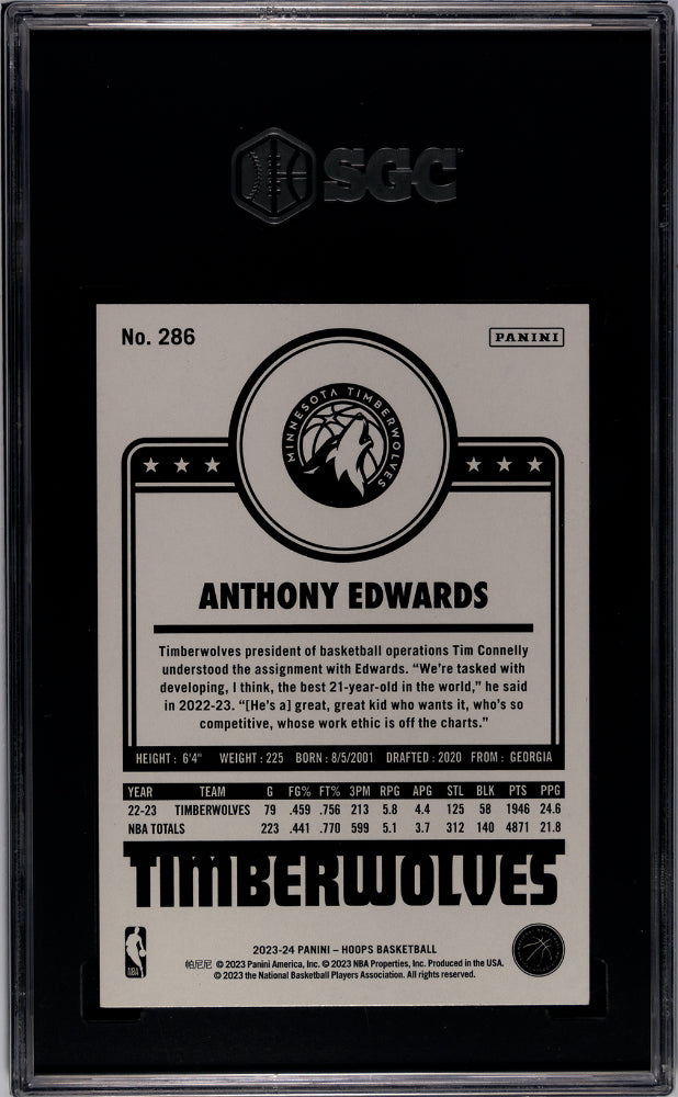 2023 Hoops Anthony Edwards Blue Explosion 22/59 SGC 8.5 Minnesota Timberwolves - Graded Sports Cards