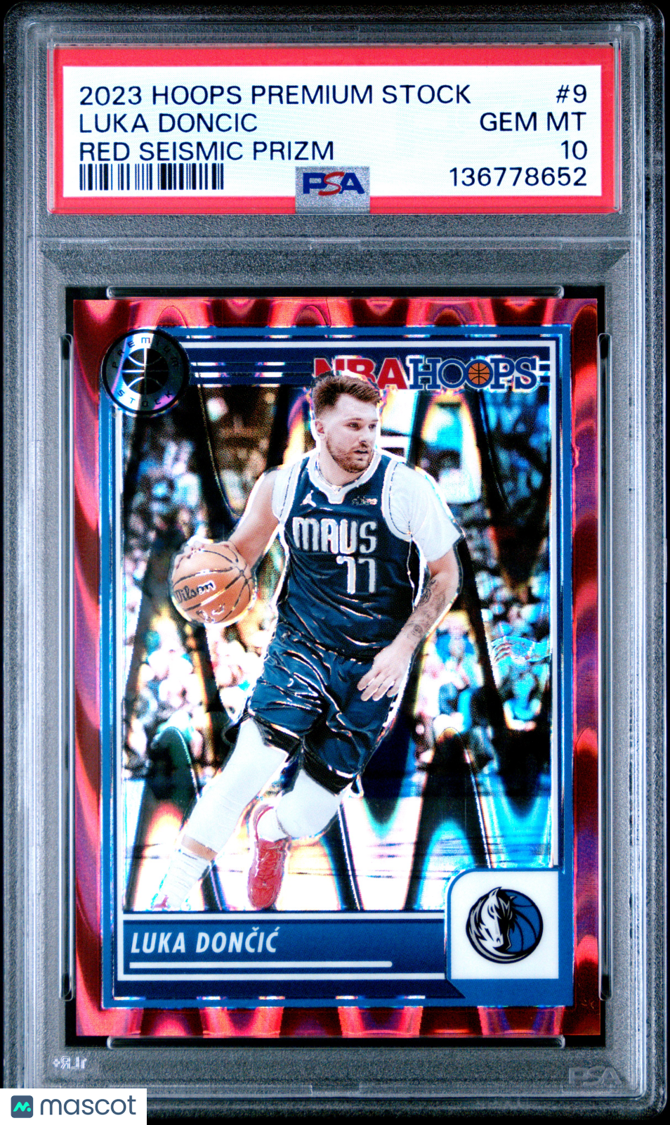 2023 Hoops Premium Stock Luka Doncic Red Seismic Prizm 019/199 PSA 10 GEM MINT - Graded Sports Cards