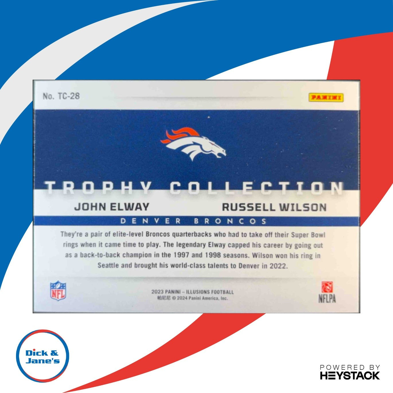 2023 Illusions John Elway Russell Wilson Trophy Collection Gold 2/10 Broncos - Sports Cards