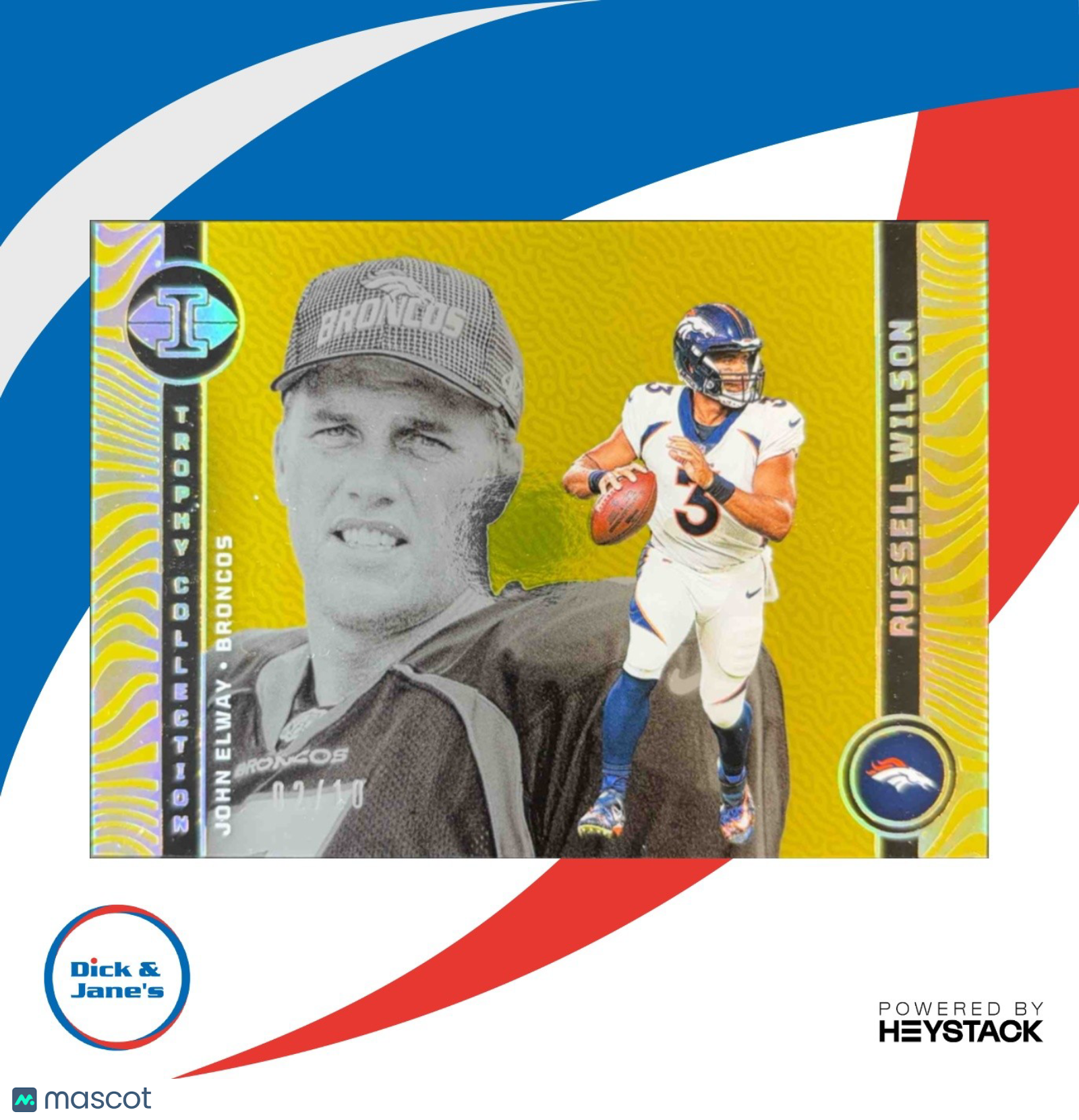 2023 Illusions John Elway Russell Wilson Trophy Collection Gold 2/10 Broncos - Sports Cards