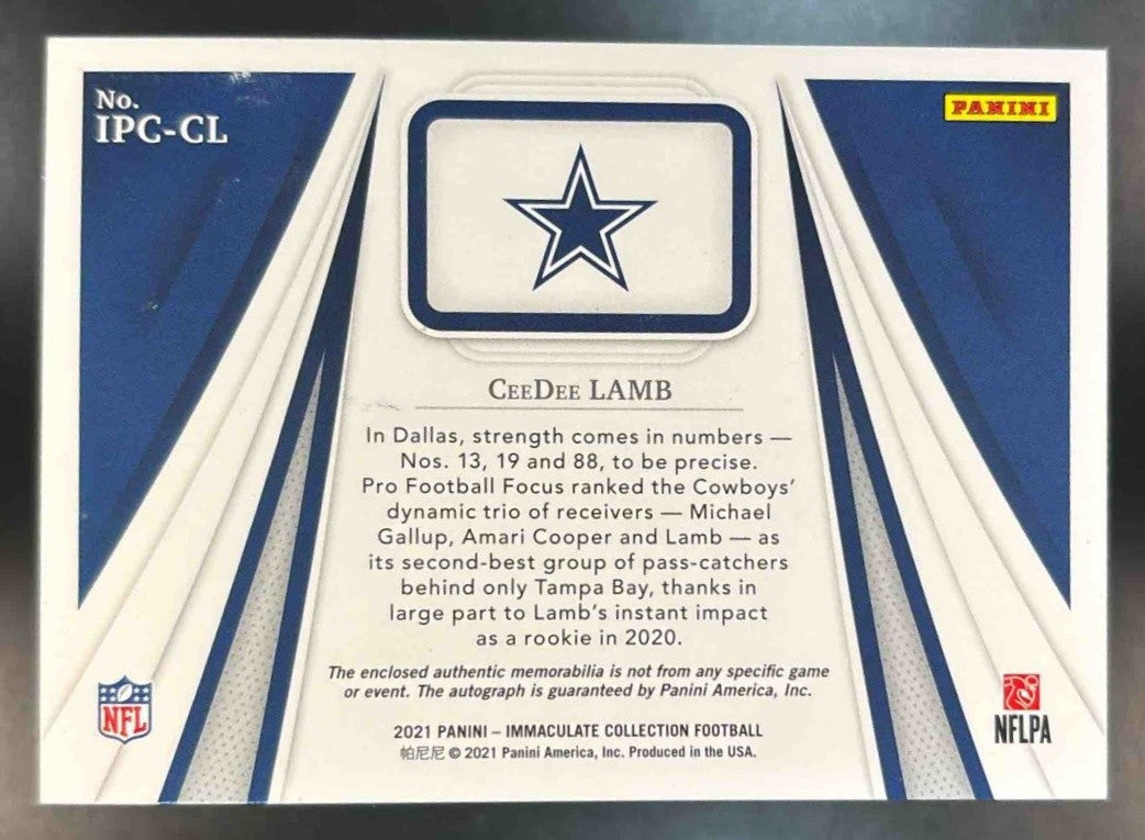 2023 Immaculate Collection CeeDee Lamb 2021 Football Player Auto /99 MEM Cowboys - Sports Cards