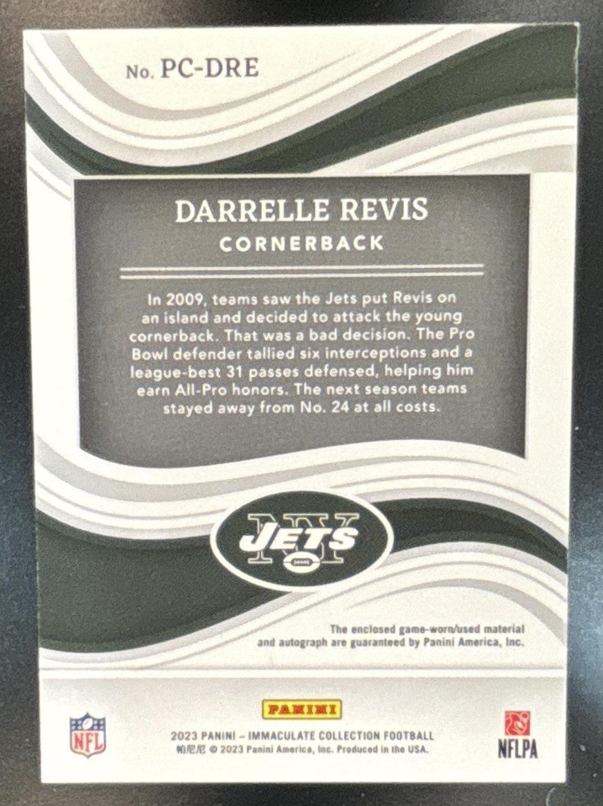 2023 Immaculate Collection Darrelle Revis Triple Patch Auto /99 MEM Jets - Sports Cards