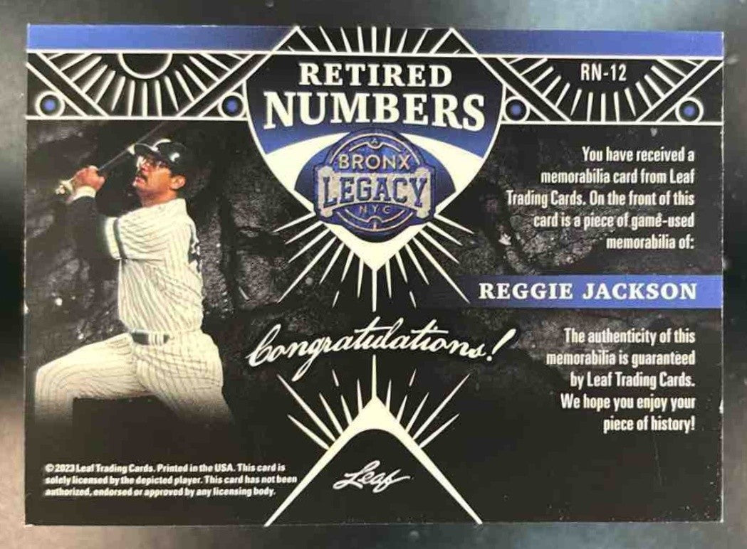 2023 Leaf Bronx Legacy ’Retired Numbers’ Patch /12 Reggie Jackson - Sports Cards