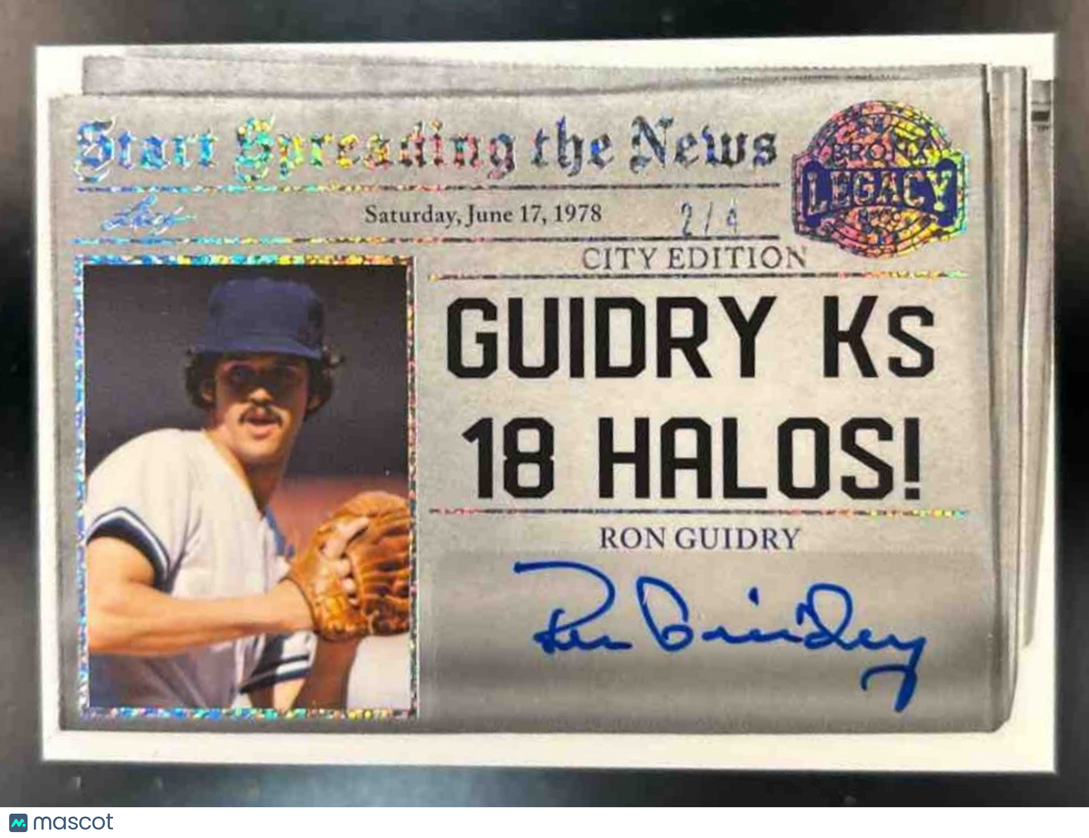 2023 Leaf Bronx Legacy ’Start Spreading The News’ Auto /4 Ron Guidry ’18 Halos’ - Sports Cards