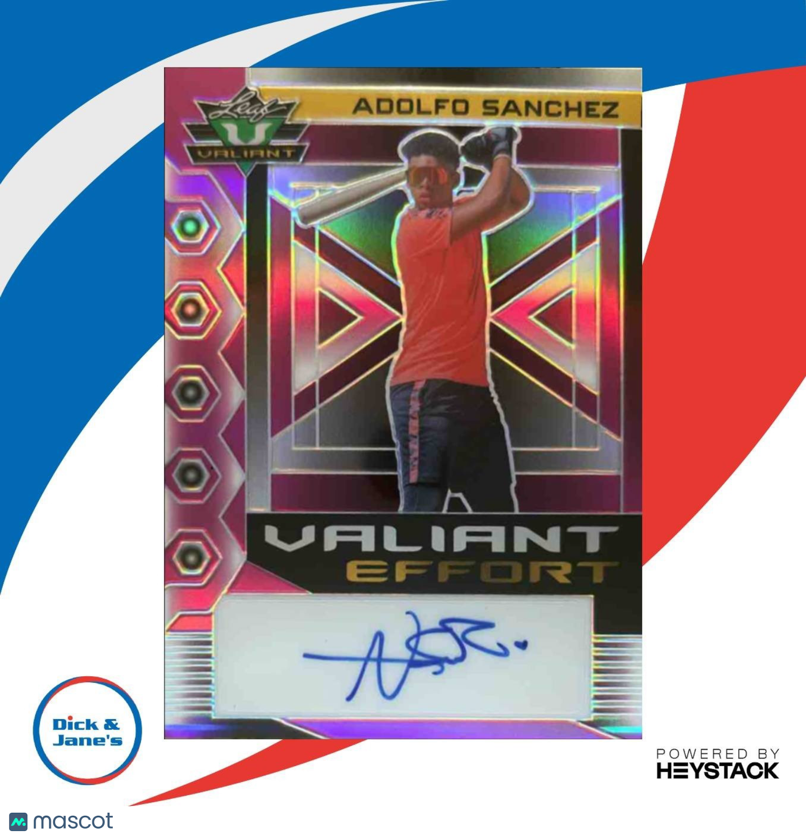 2023 Leaf Eclectic Adolfo Sanchez Valiant Effort Pink Prismatic /7 #VE-AS1 Auto - Sports Cards