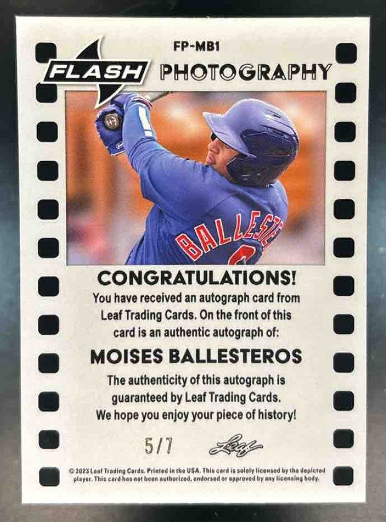 2023 Leaf Eclectic Moises Ballesteros Flash Photography Auto /7 #FP-MB1 Auto - Sports Cards
