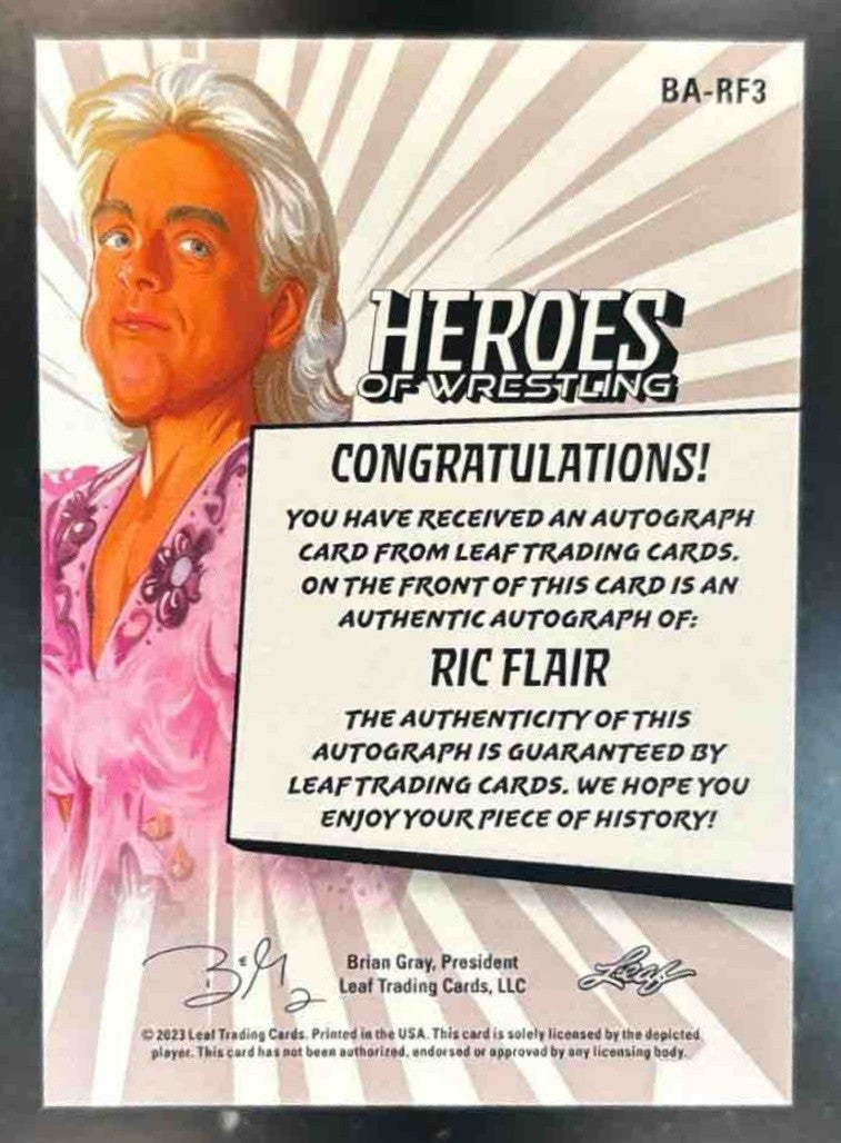 2023 Leaf Heroes of Wrestling Ric Flair Auto Red #BA-RF3 - Sports Cards