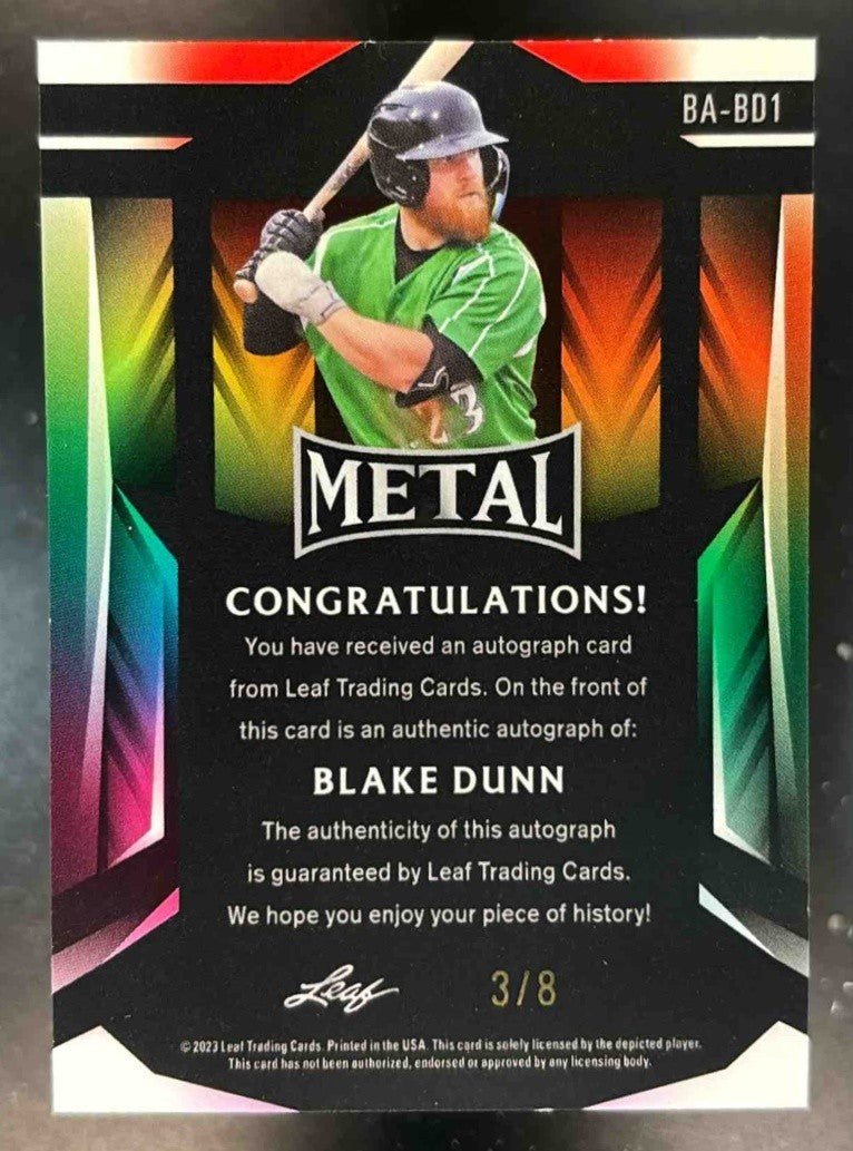 2023 Leaf Metal Blake Dunn Auto /8 #BA-BD1 - Sports Cards