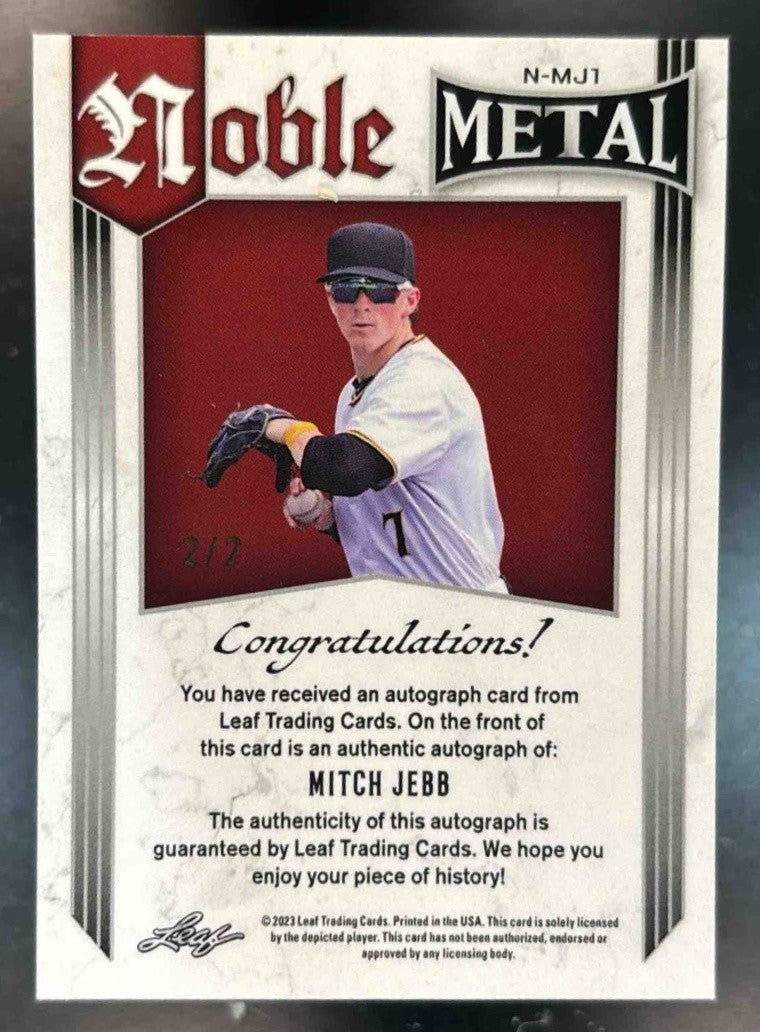 2023 Leaf Metal Mitch Jebb Noble Auto /2 #N-MJ1 - Sports Cards