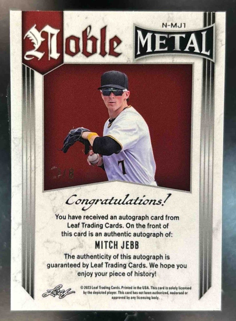 2023 Leaf Metal Mitch Jebb Noble Auto /8 #N-MJ1 - Sports Cards