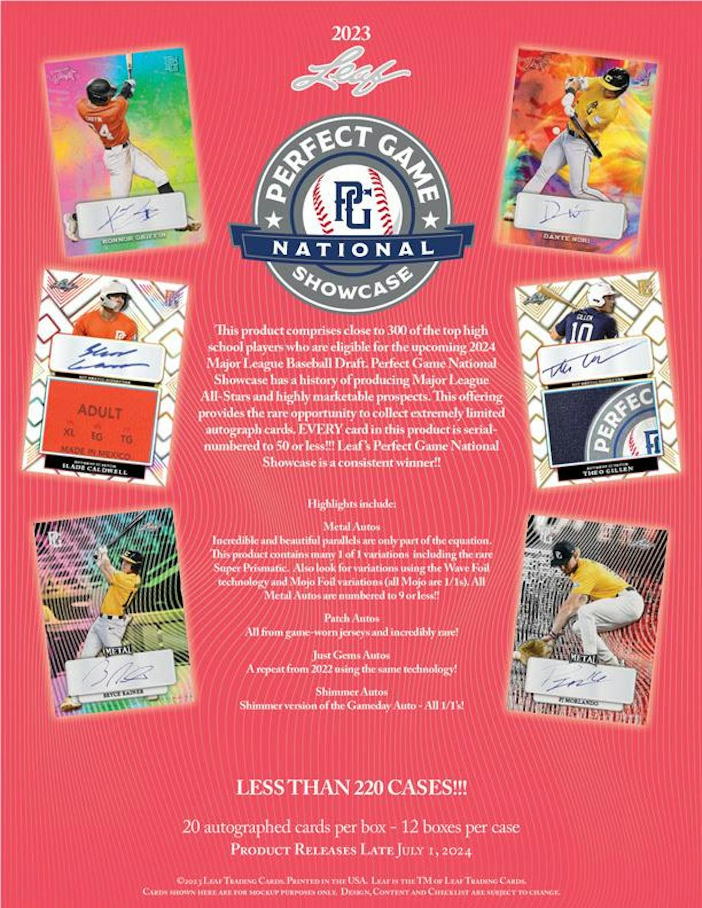 2023 Leaf Perfect Game National Showcase Baseball Hobby Box (20 Autos) - MLB Hobby Box