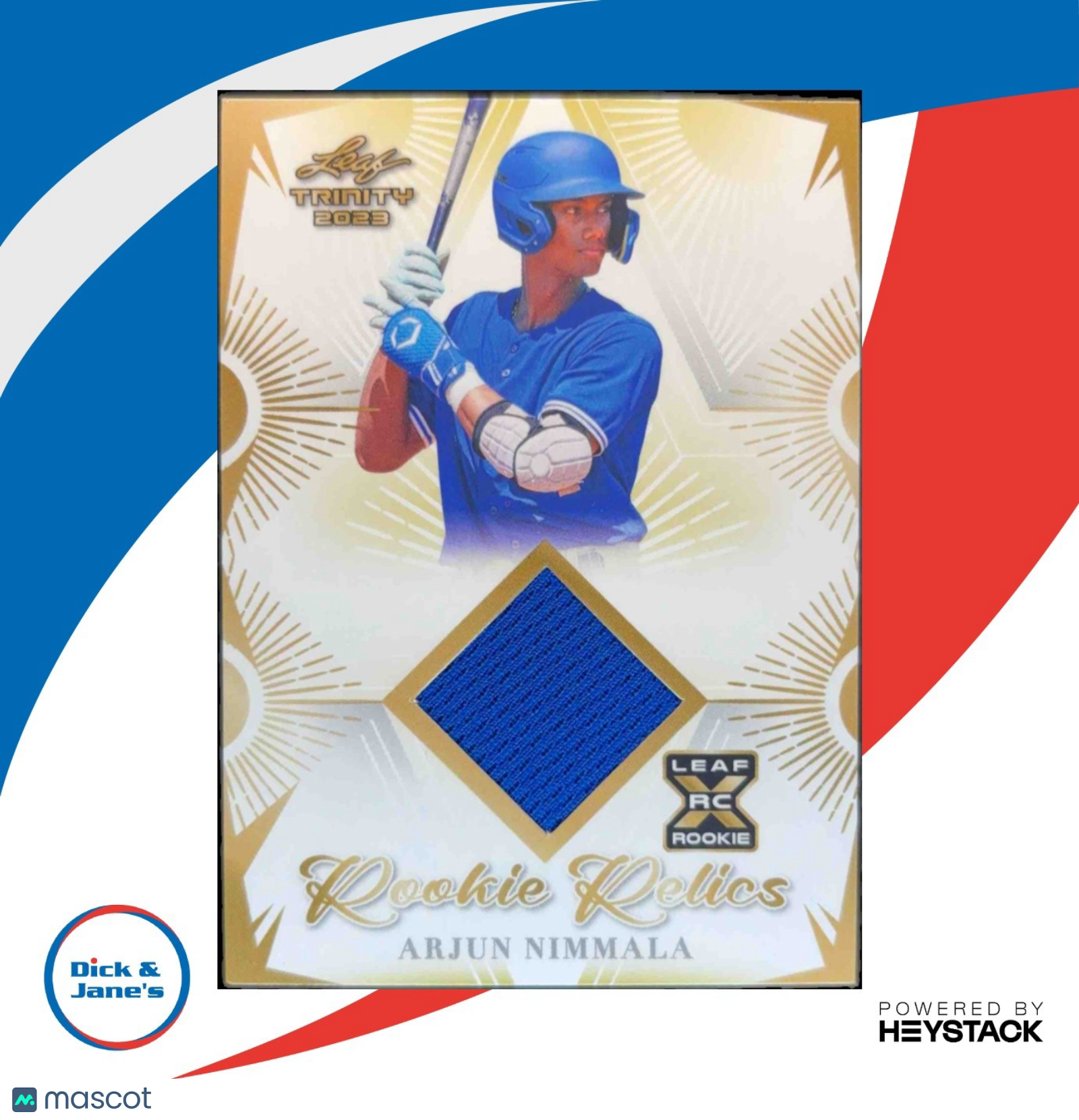 2023 Leaf Trinity Mega Box Arjun Nimmala Rookie Relic (XRC) Toronto Blue Jays - Sports Cards