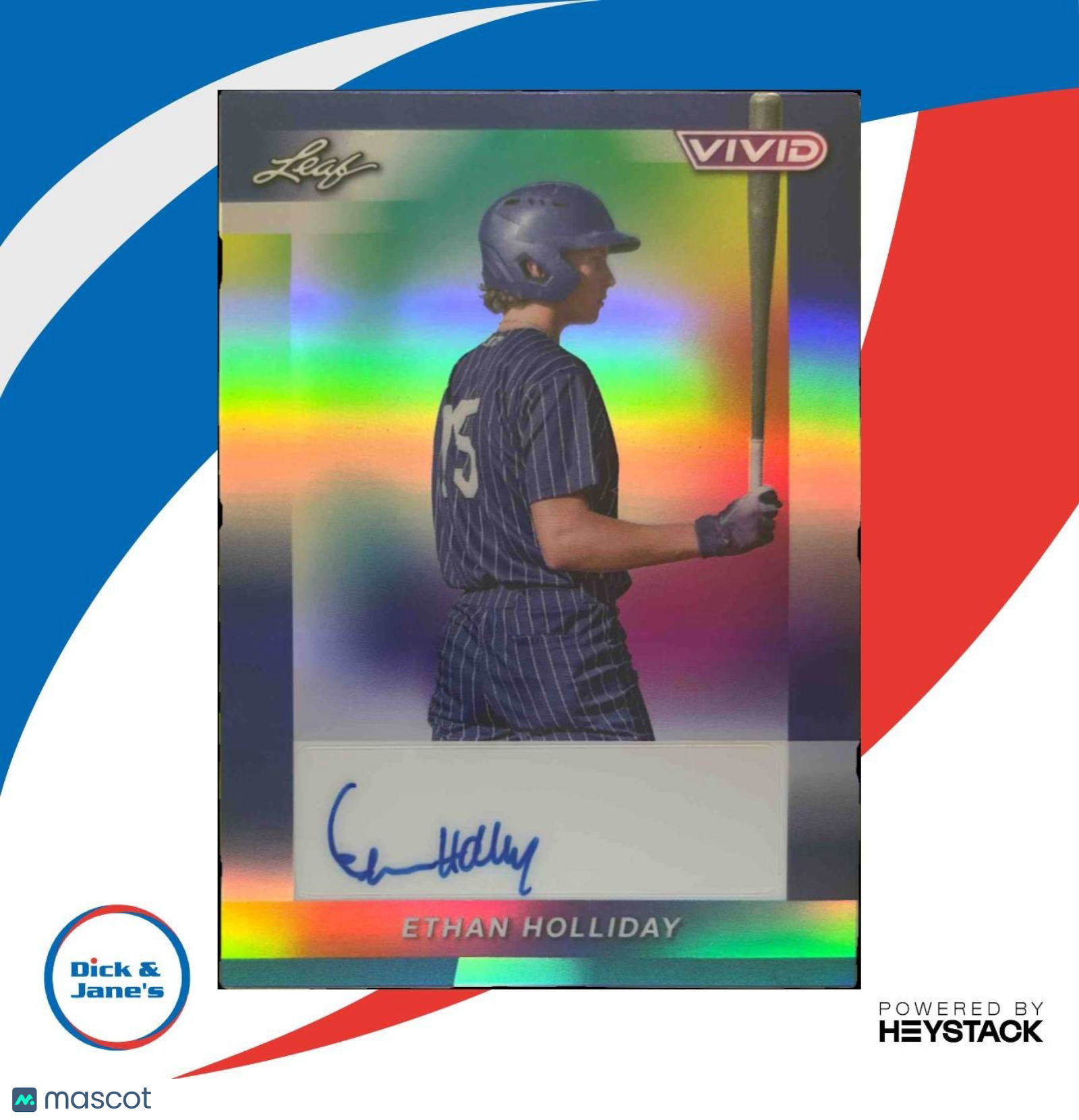 2023 Leaf Vivid Ethan Holliday Auto Prismatic Navy Blue 6/7 #BA-EH1 - Sports Cards