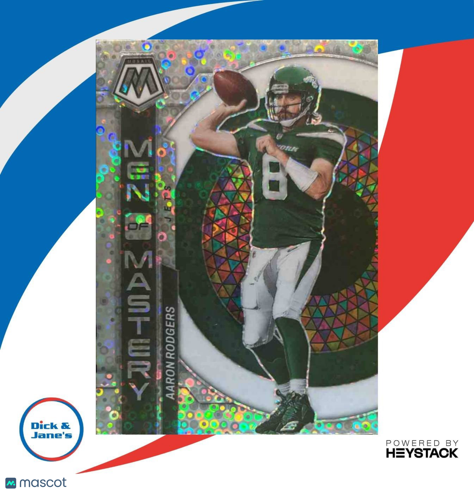 2023 Mosaic Aaron Rodgers Men of Mastery No Huddle Silver #MM-4 New York Jets - Sports Cards