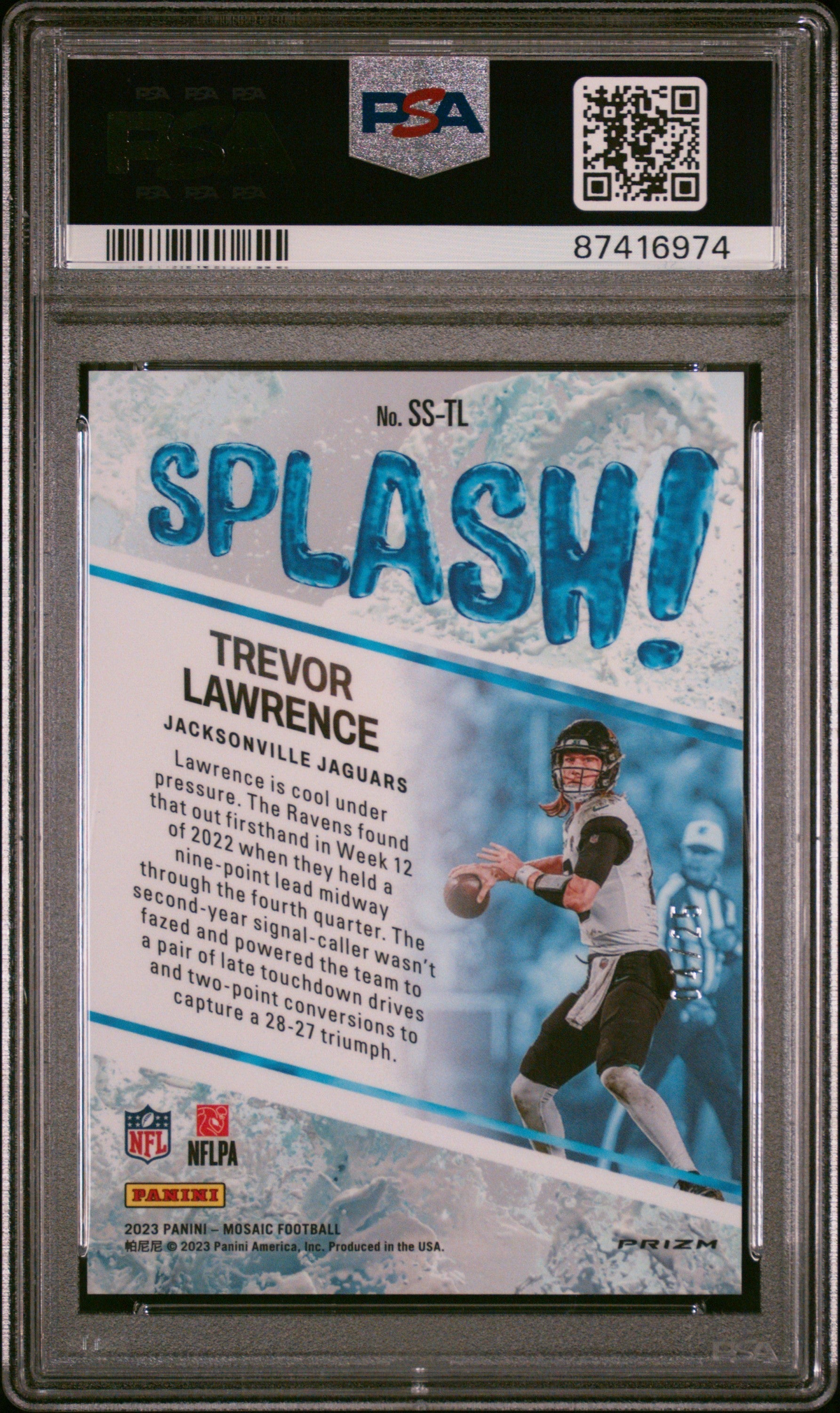 2023 Mosaic Splash Trevor Lawrence White 04/25 #SSTL PSA 10 Jacksonville Jaguars - Graded Sports Cards