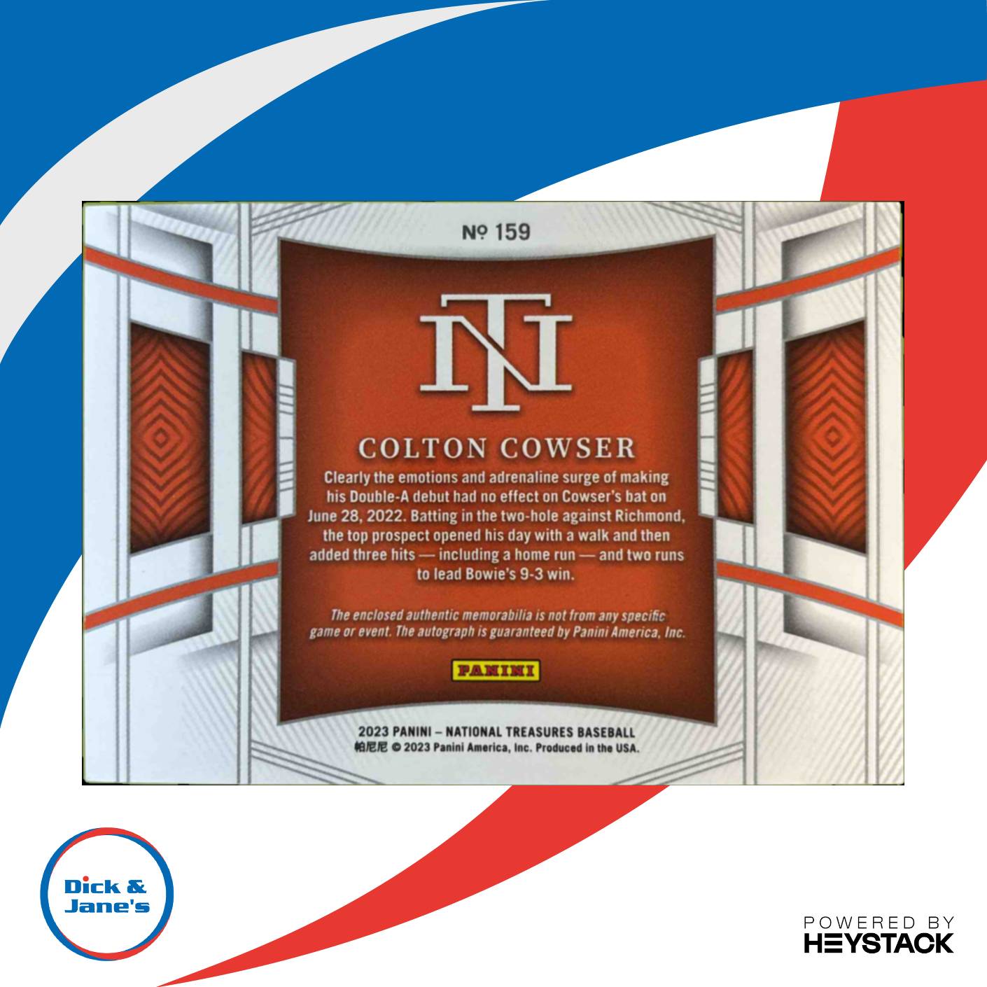 2023 National Treasures Colton Cowser Rookie Material Signature Midnight/25 Auto - Sports Cards
