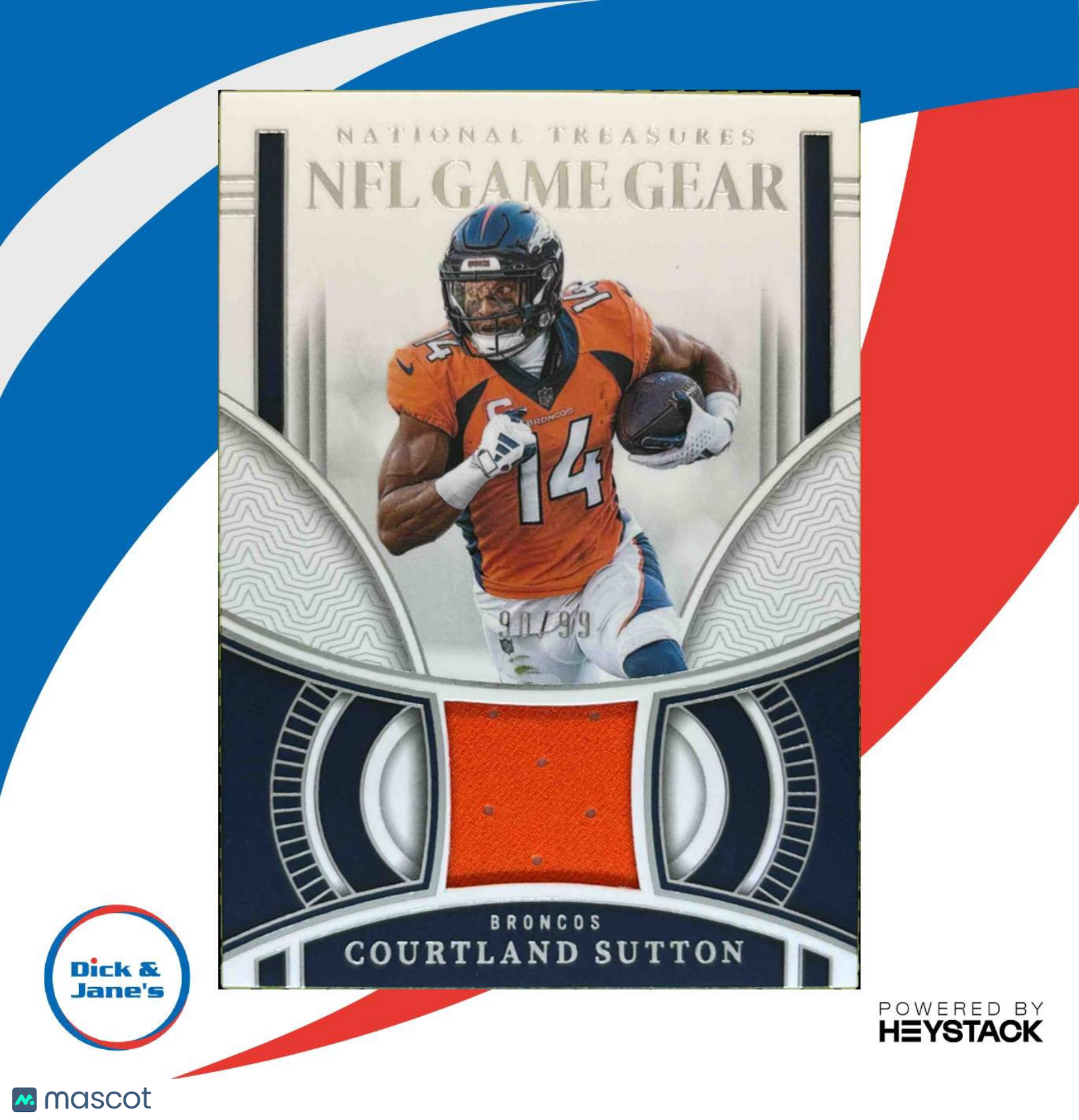 2023 National Treasures Courtland Sutton NFL Game Gear 90/99 Denver Broncos Sports Cards