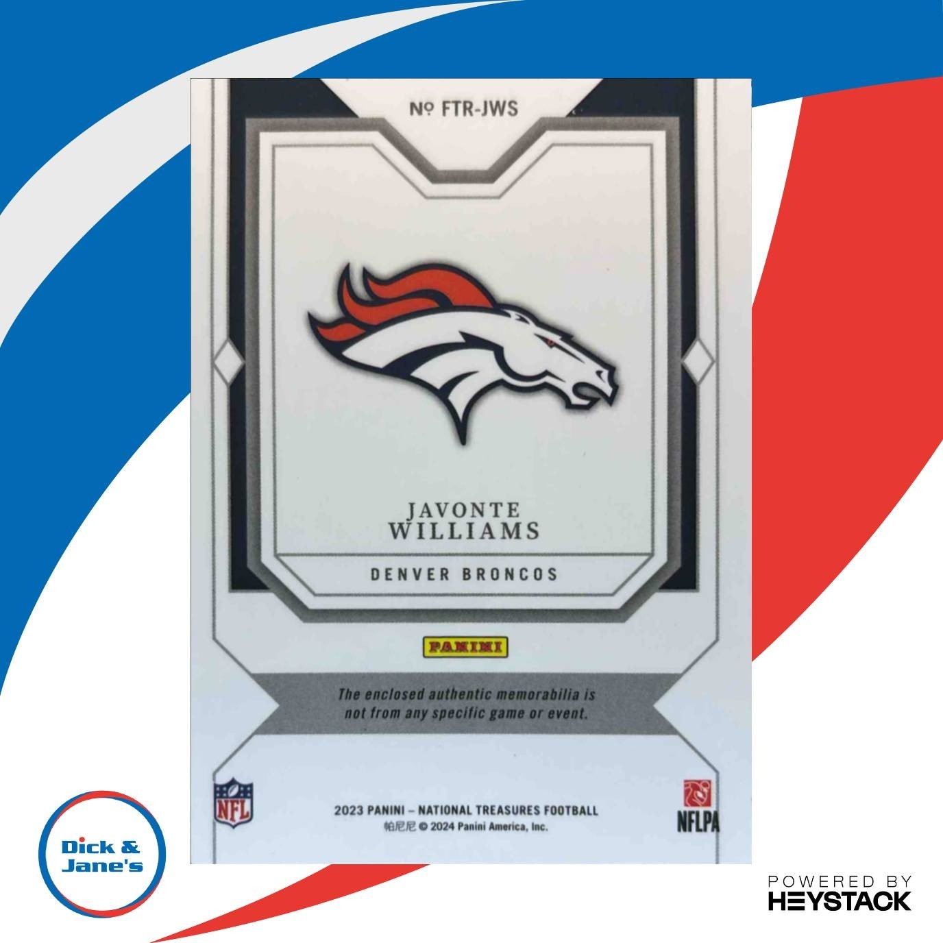 2023 National Treasures Javonte Williams Franchise Prime Holo Silver /25 Broncos - Sports Cards
