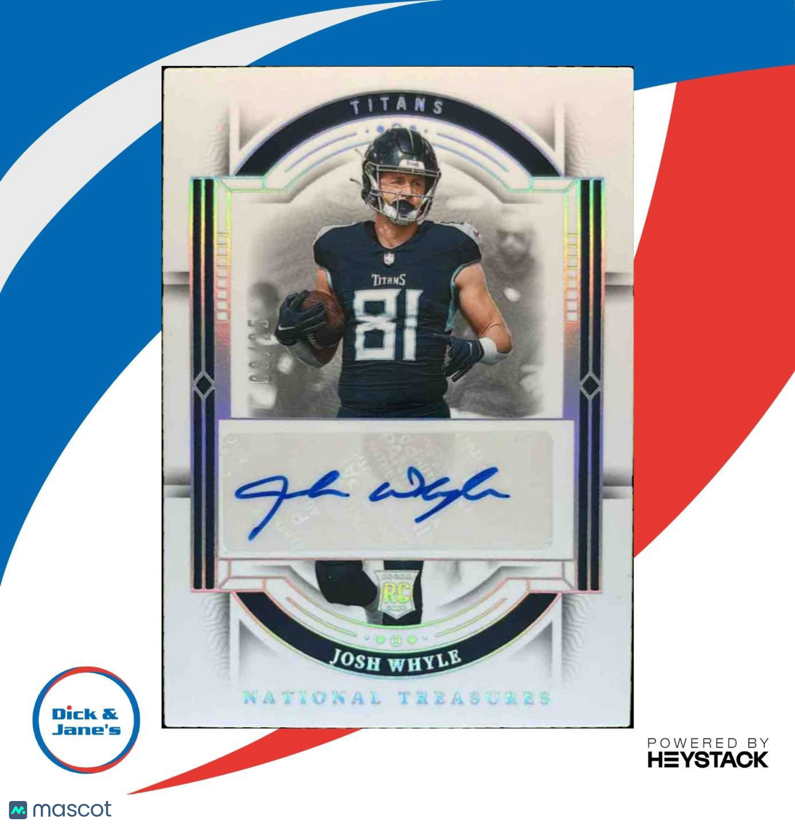 2023 National Treasures Josh Whyle /25 #134 Auto RC Tennessee Titans - Sports Cards