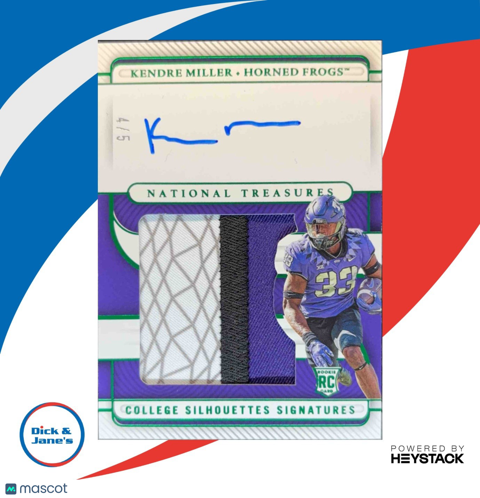 2023 National Treasures Kendre Miller Crossover Rookie Patch Auto Laundry Tag /5 - Sports Cards