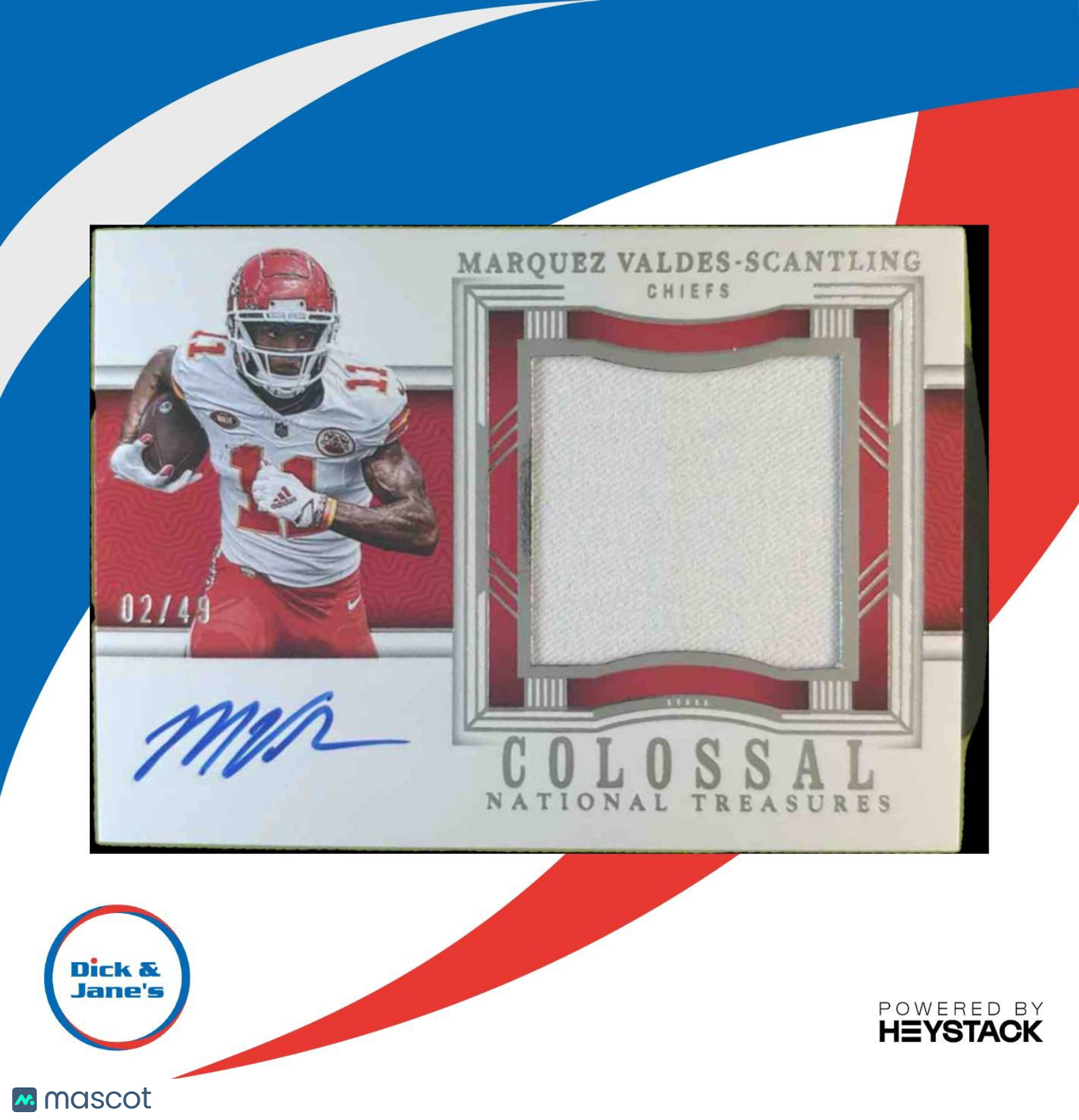 2023 National Treasures Marquez Scantling Colossal Signatures Patch /49 Chiefs - Sports Cards